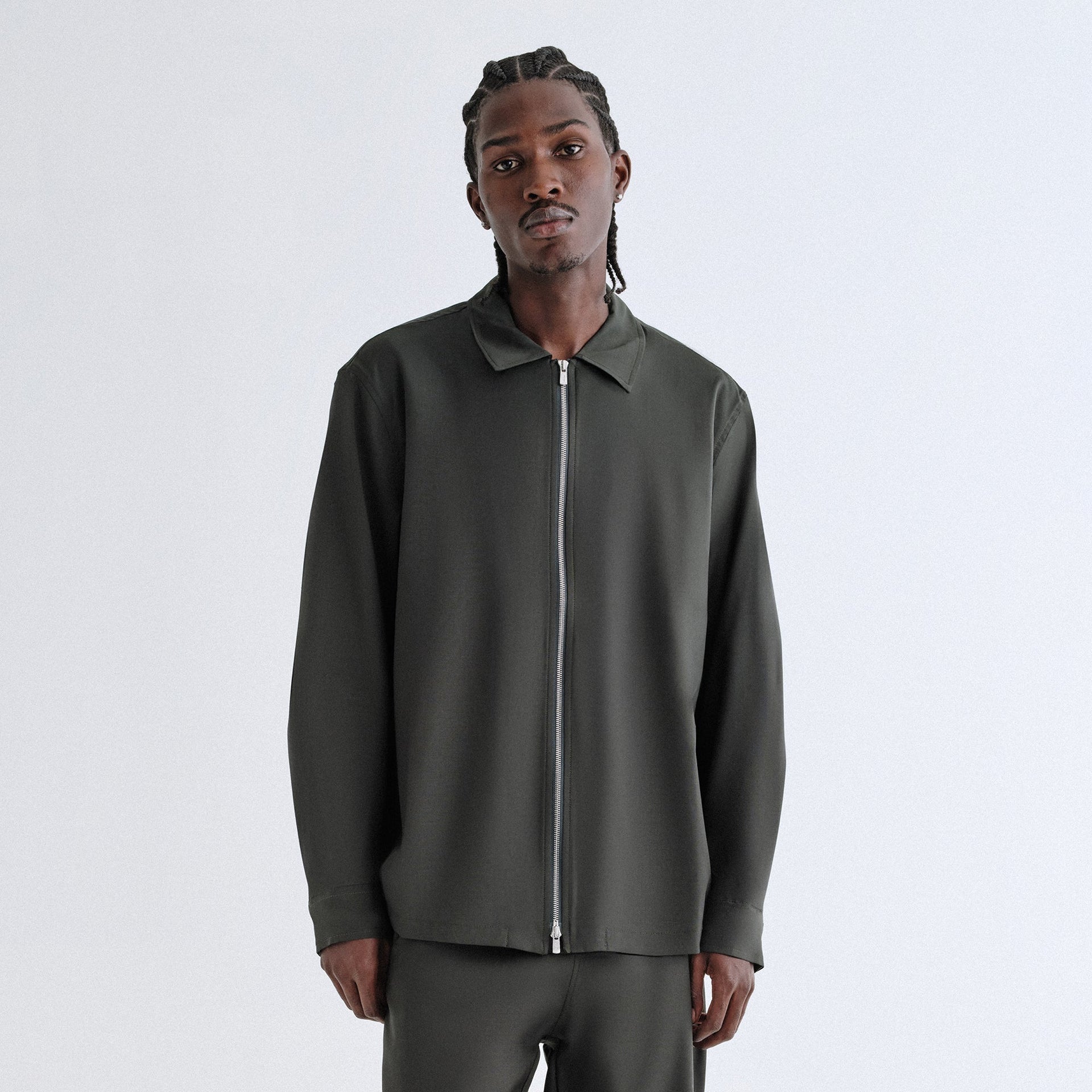 Kith Tropical Wool Marquis Zip Up Shirt - Stadium