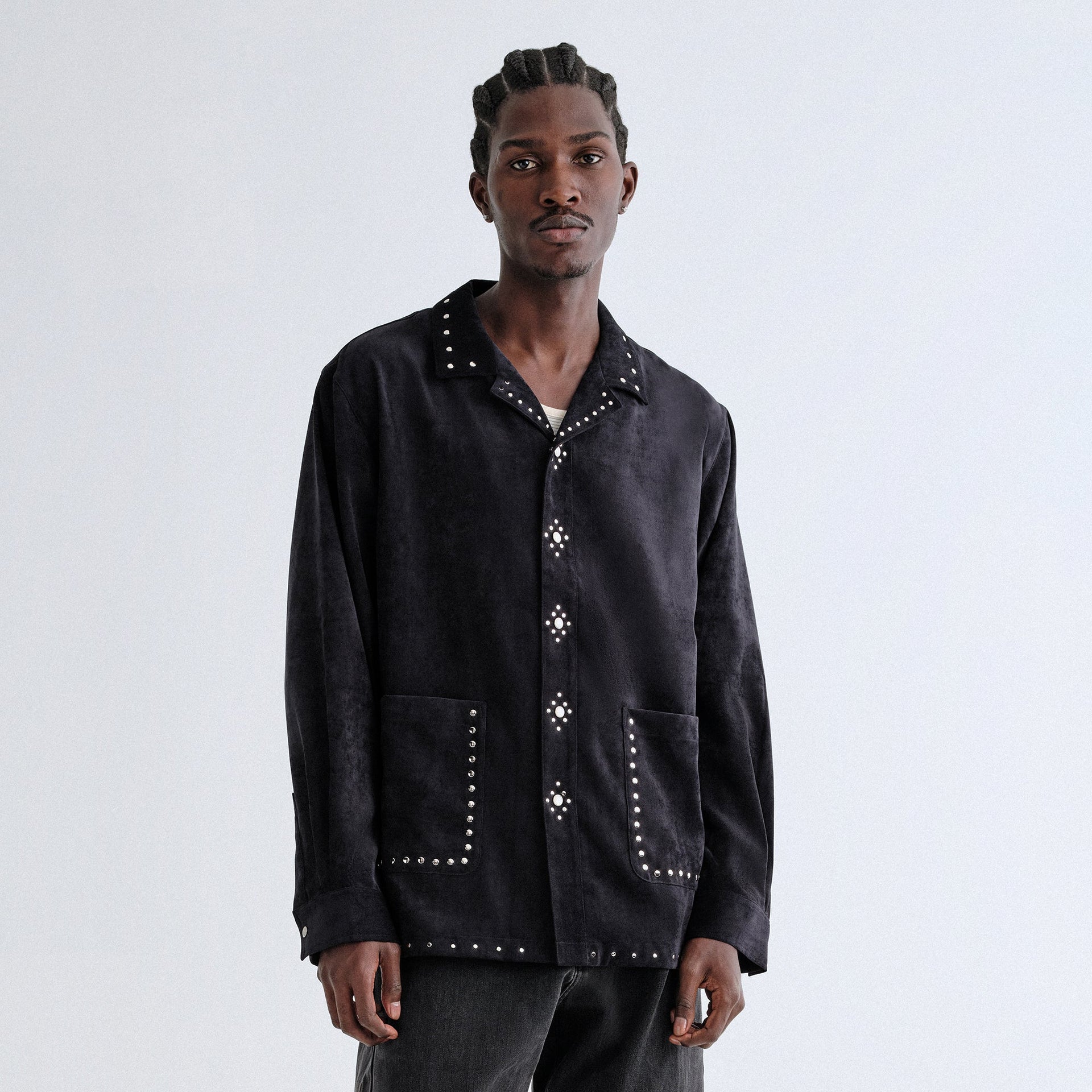 &Kin Sawyer Long Sleeve Camp Collar Shirt - Black