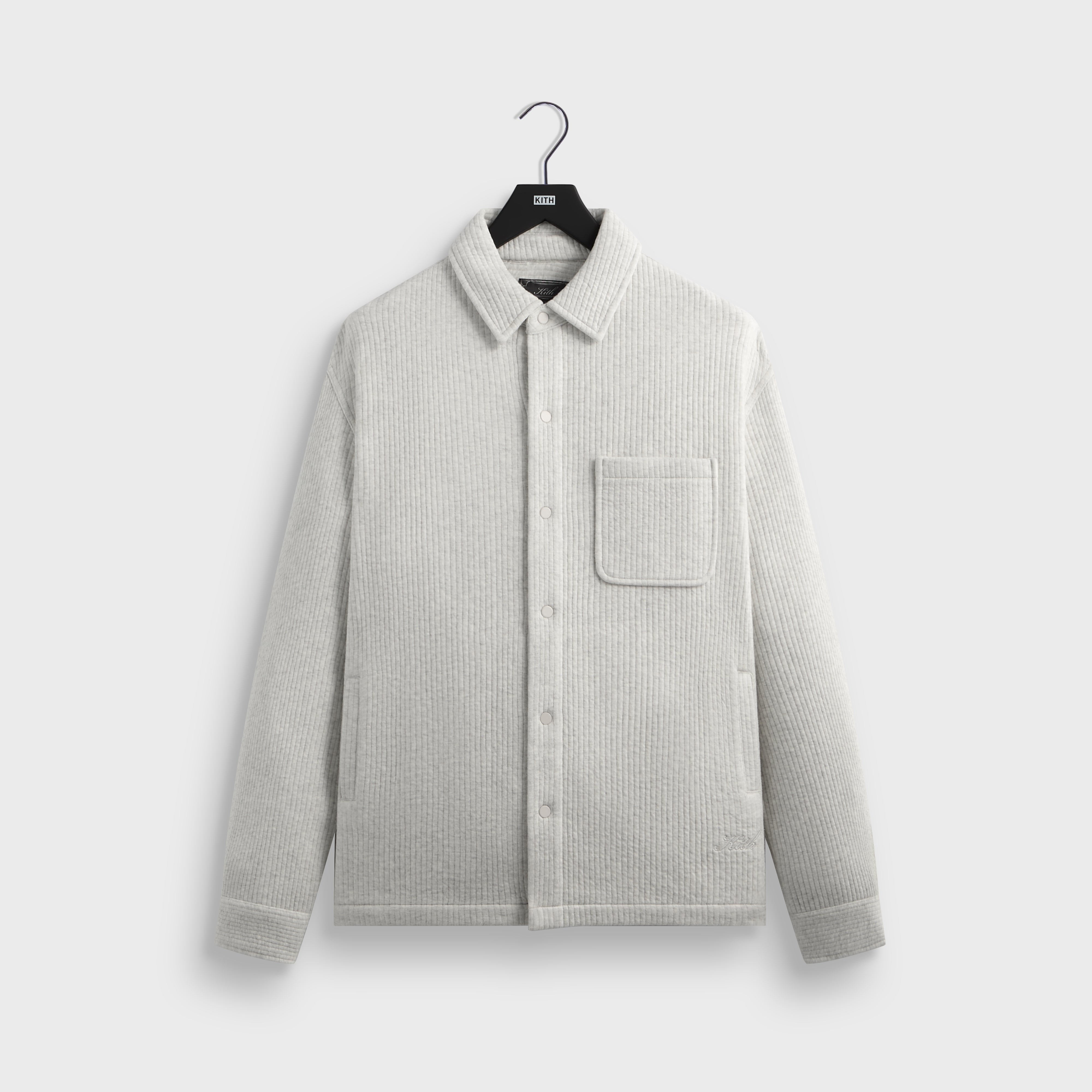 Kith Striped Interlock Ginza Shirt Jacket - Light Heather Grey