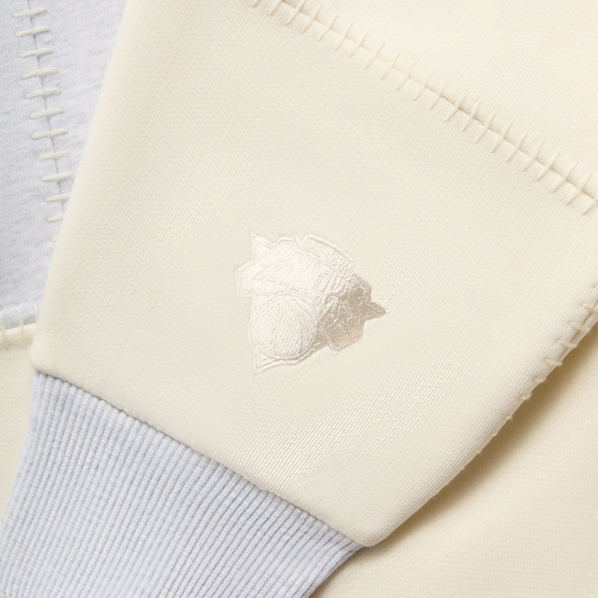 Kith for the New York Knicks Patchwork Fleece Crewneck Sweatshirt - Light Heather Grey - PH