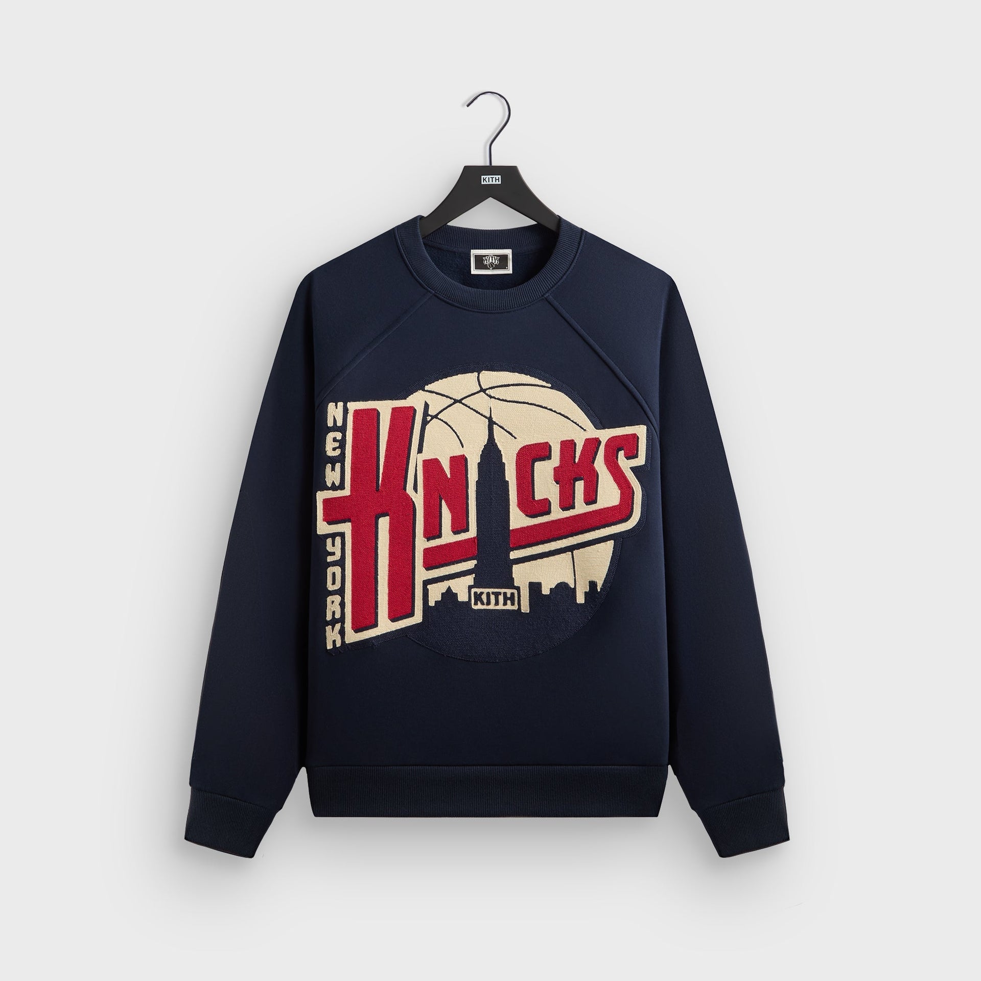 Kith for the New York Knicks Basketball Vintage Nelson Raglan Crewneck - Nocturnal - PH
