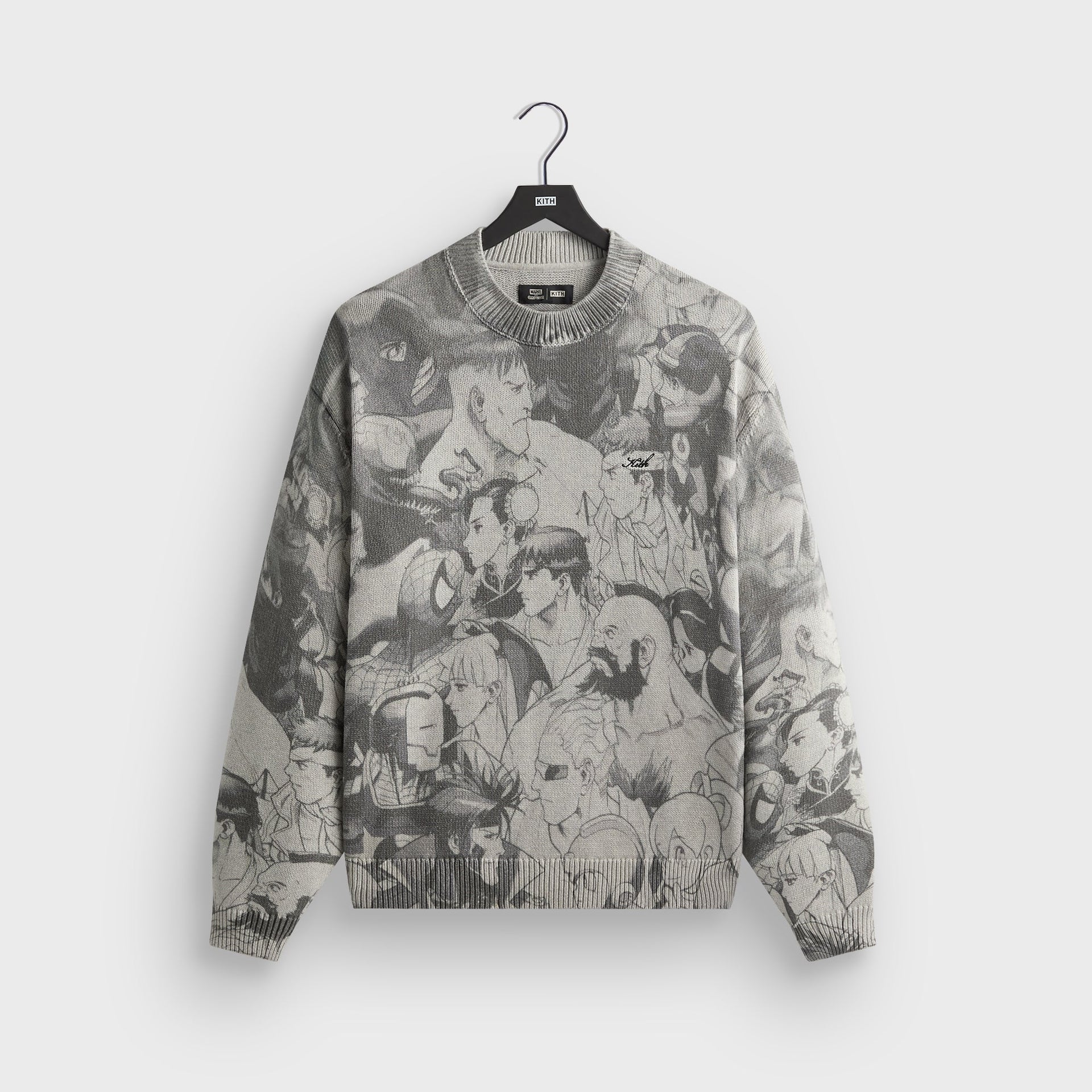 Marvel vs. Capcom | Kith Super Heroes Crewneck Sweater - Light Heather Grey