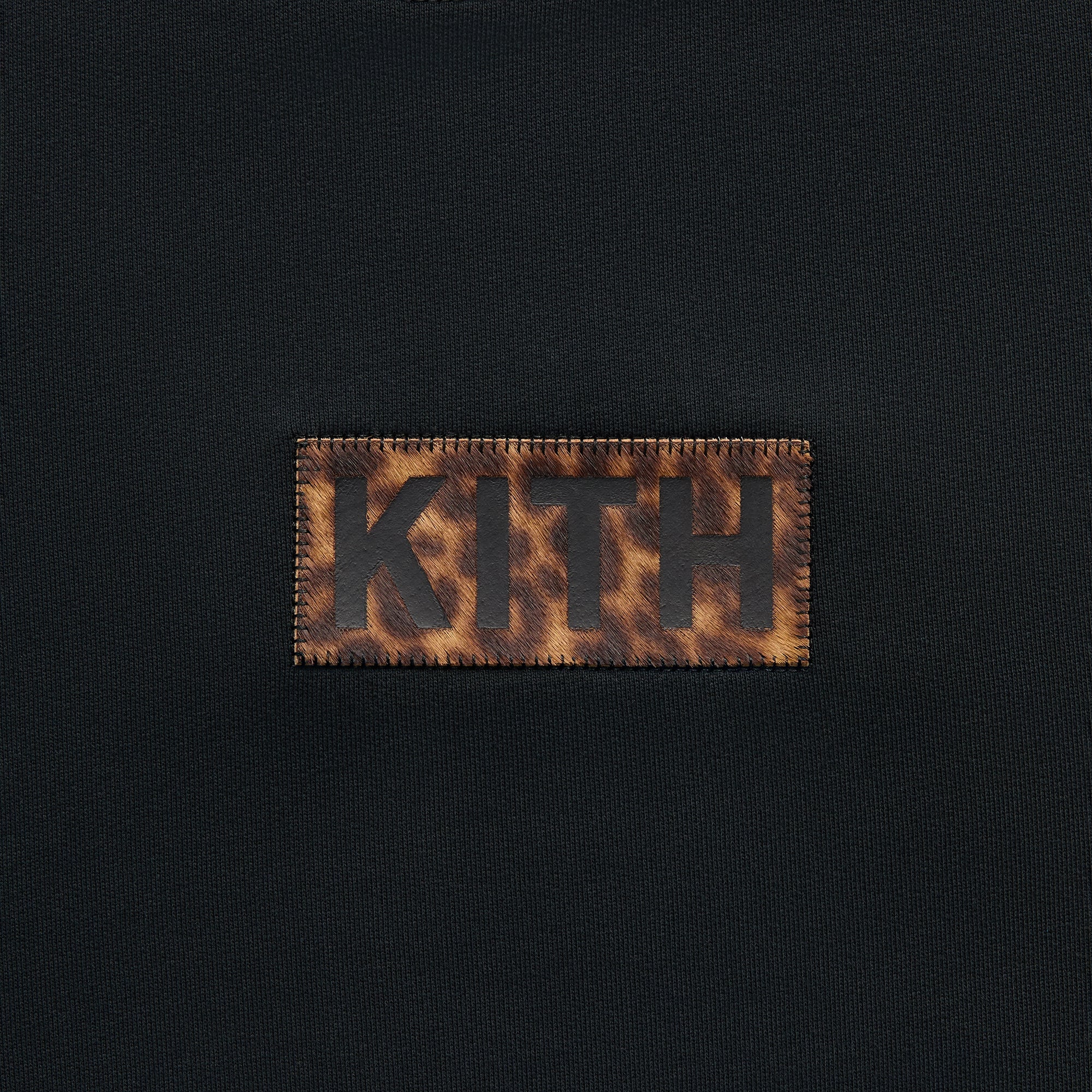 Kith Classic Logo Leopard Applique Nelson Crewneck - Black – Kith