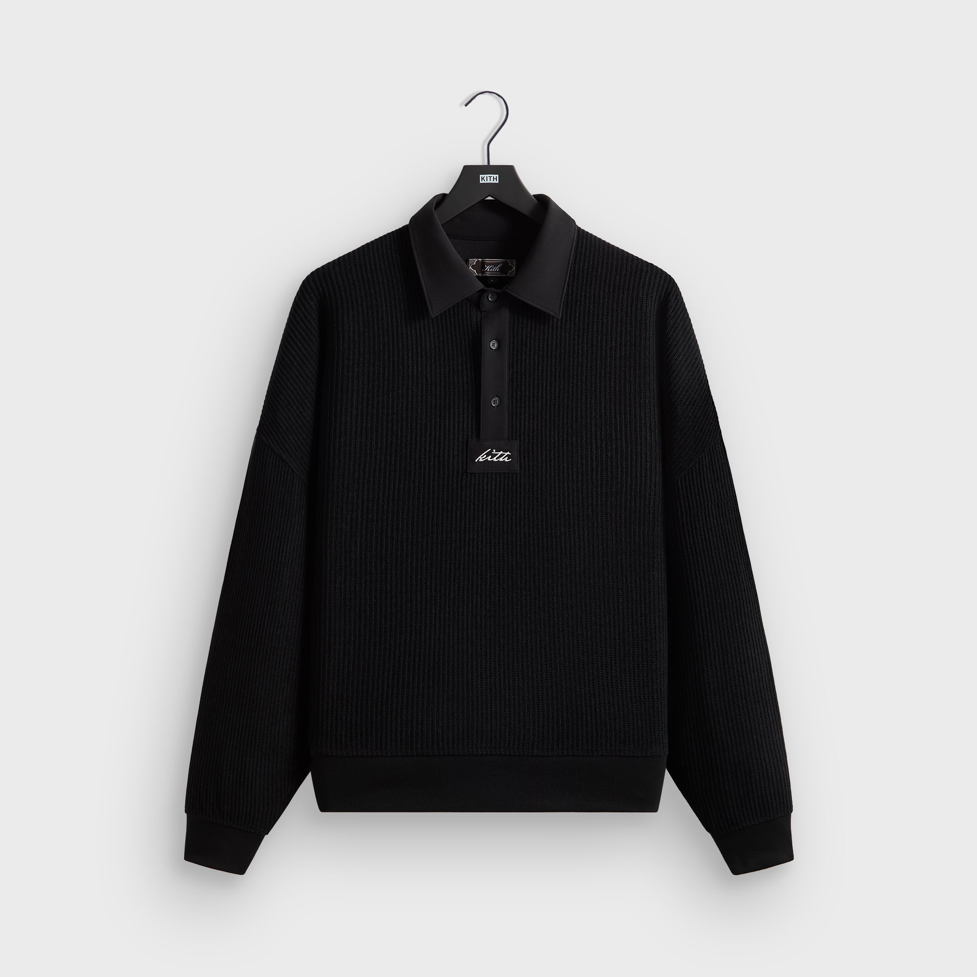 Kith Rib Stitch Ronin Henley Sweater - Black – Kith Europe