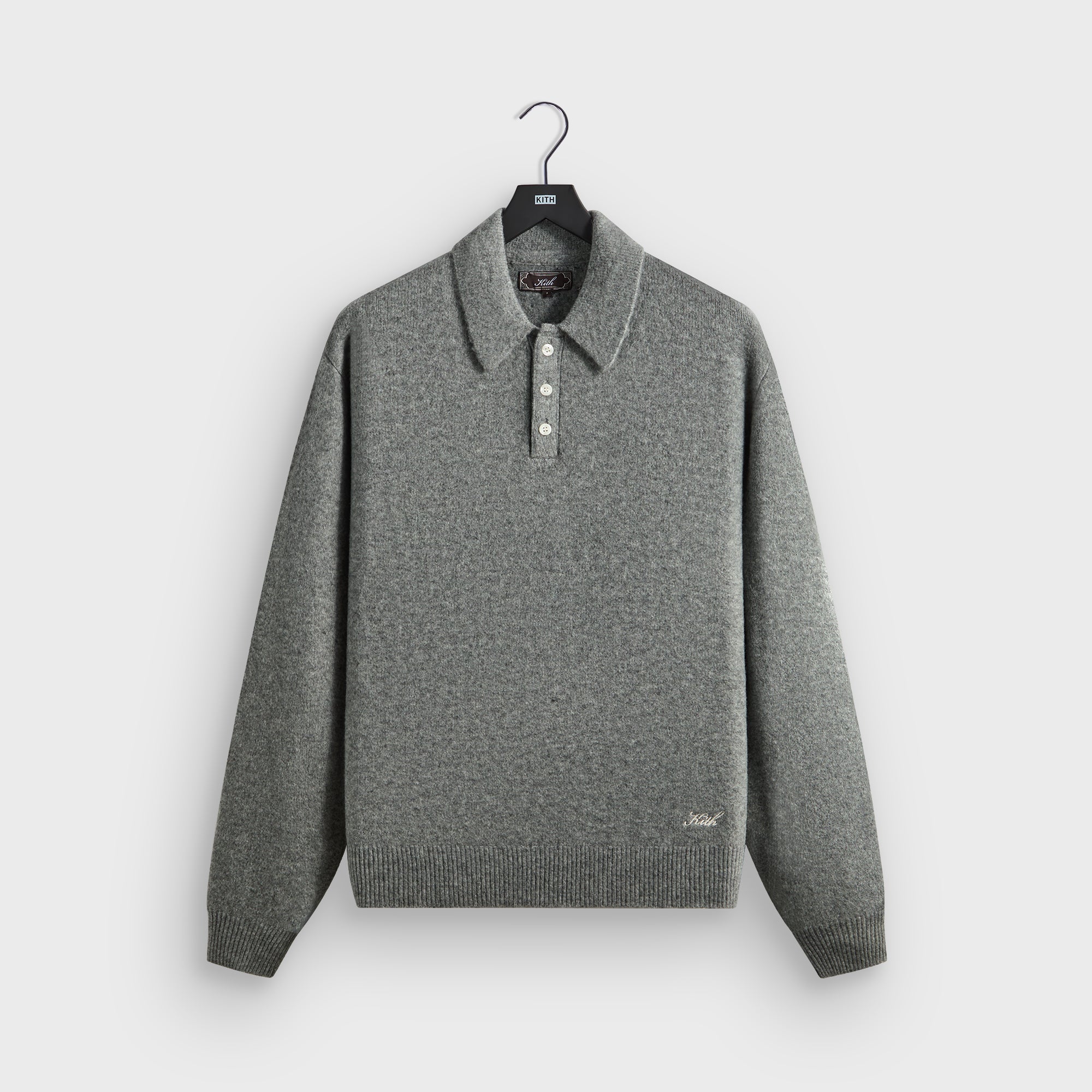 Kith Marled Harmon Rugby Pullover - Mid Heather Grey – Kith Europe