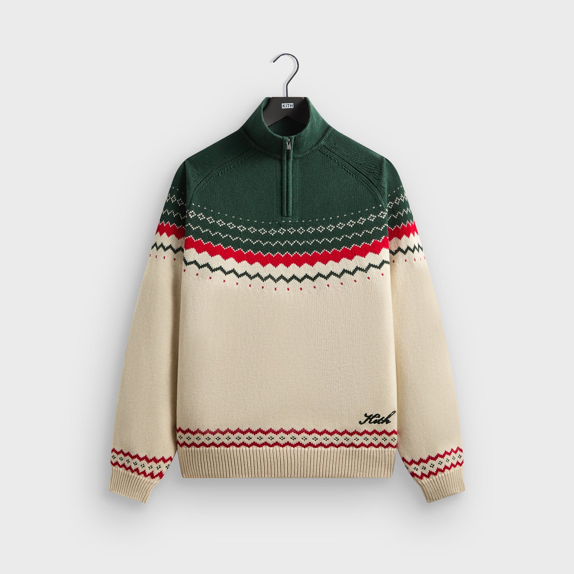 Kithmas Serif Fair Isle Rue Wyona Quarter Zip - Heather Oatmeal