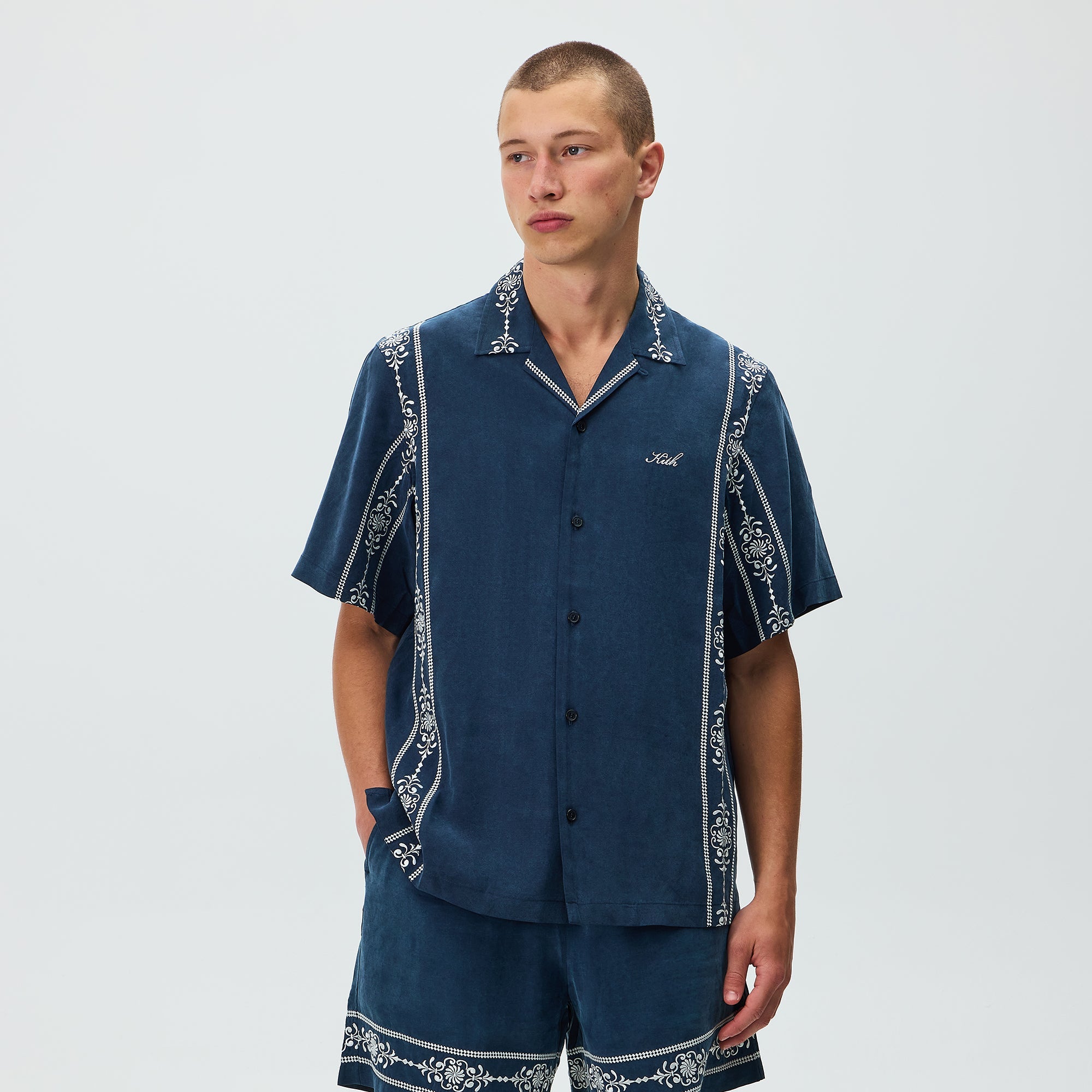 Kith Cupro Linen Thompson Camp Collar Shirt - Nocturnal – Kith Europe