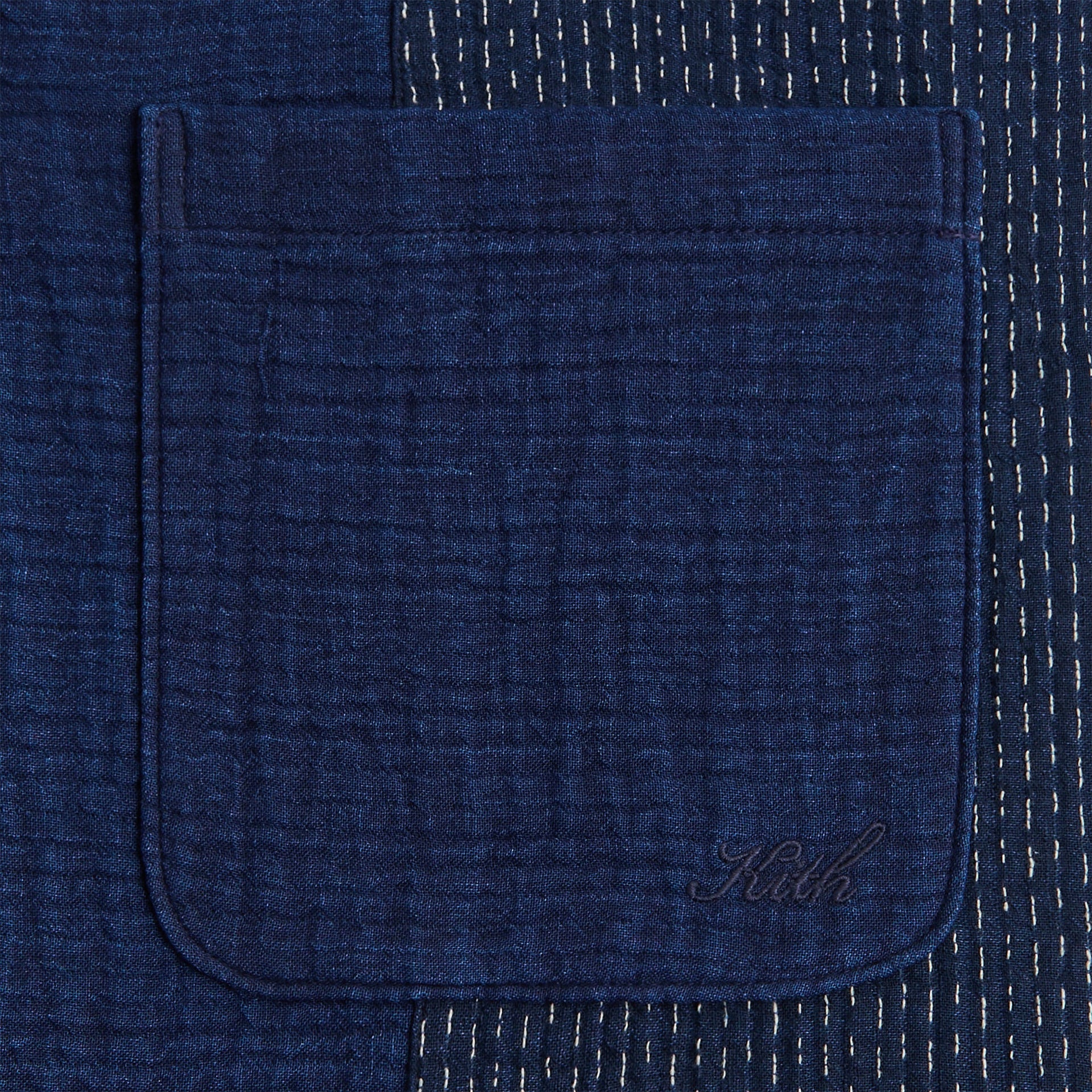Kith Stitched Patchwork Boxy Collared Overshirt - Mid Indigo