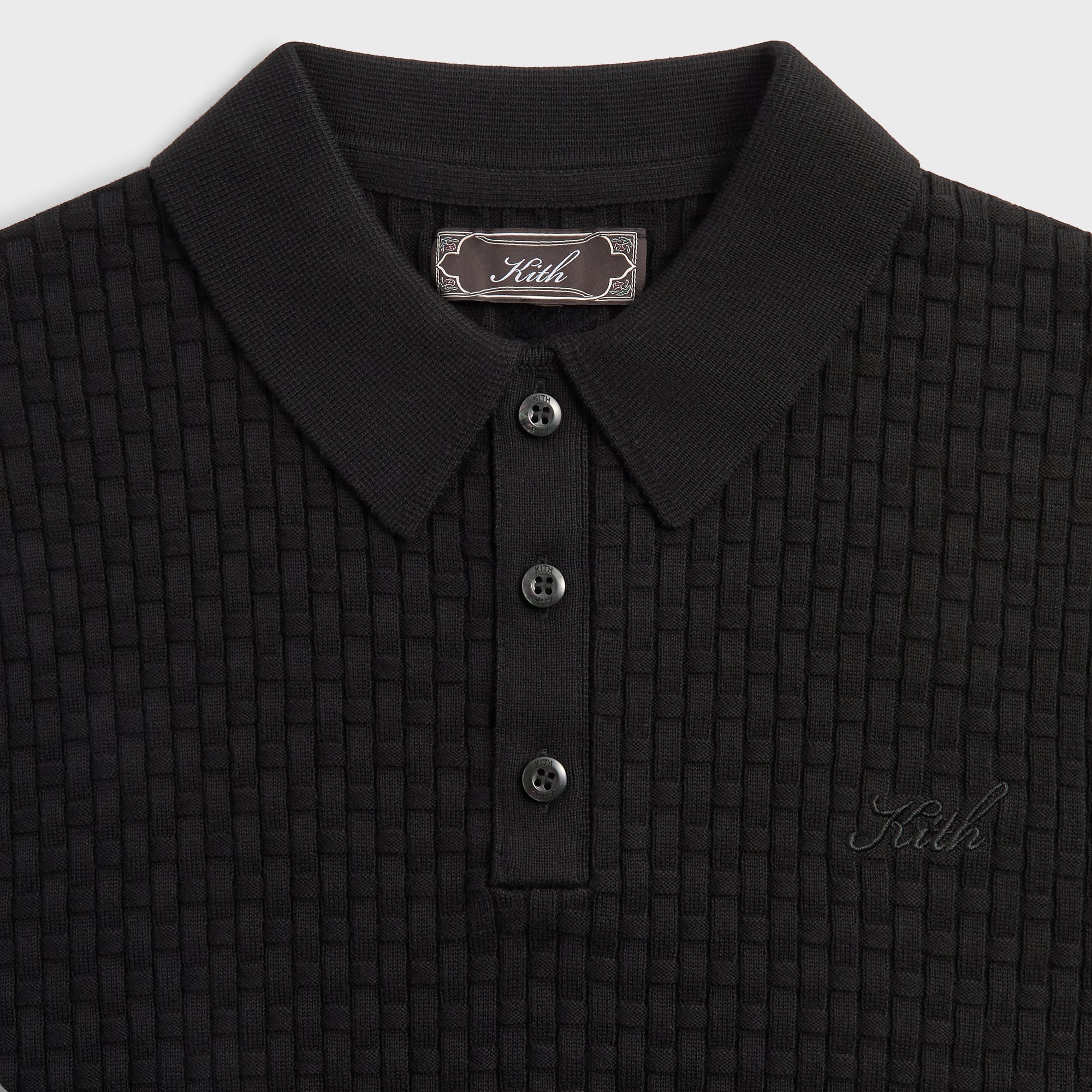 Kith Basket Weave Tilden Polo - Black – Kith Europe