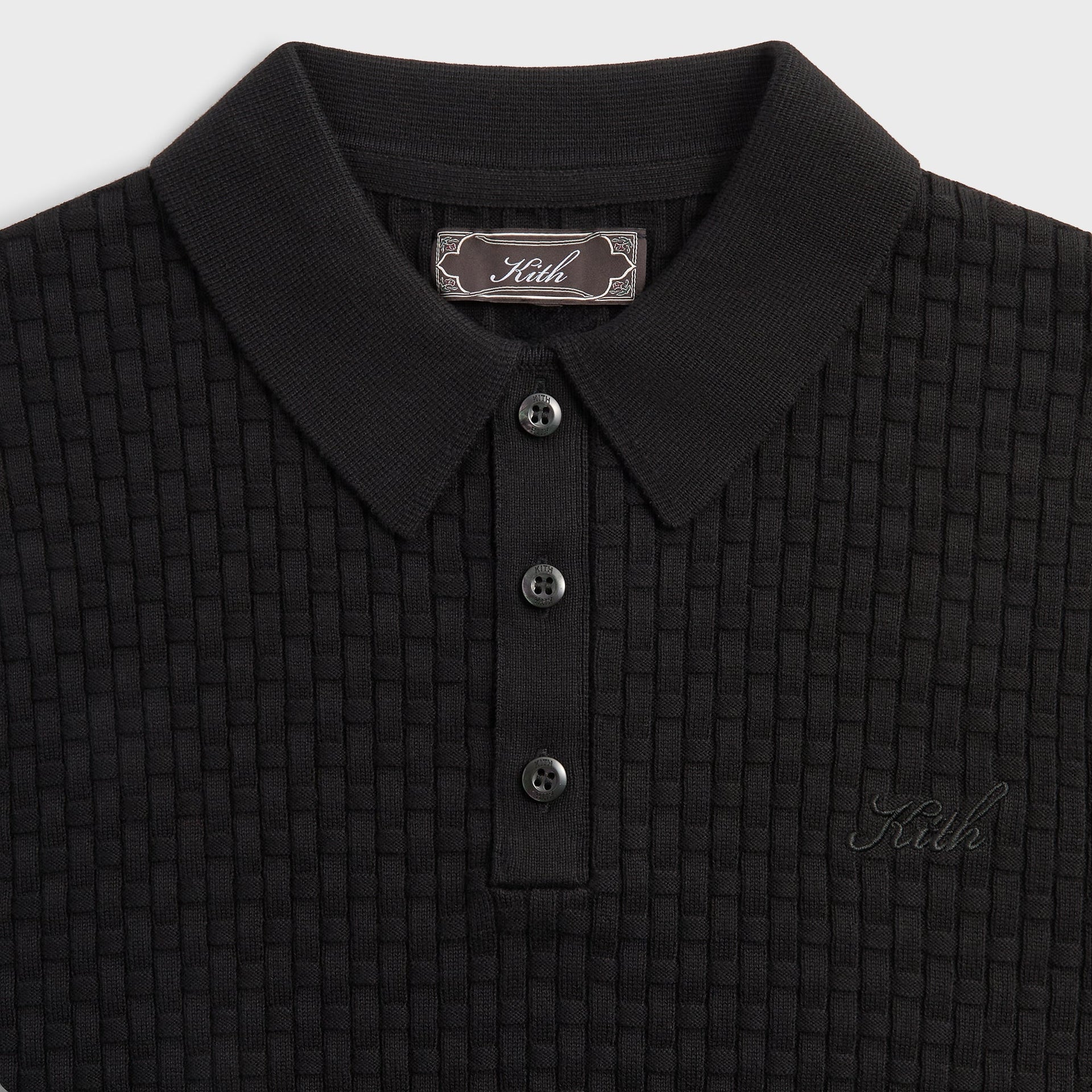 Kith Basket Weave Tilden Polo - Black