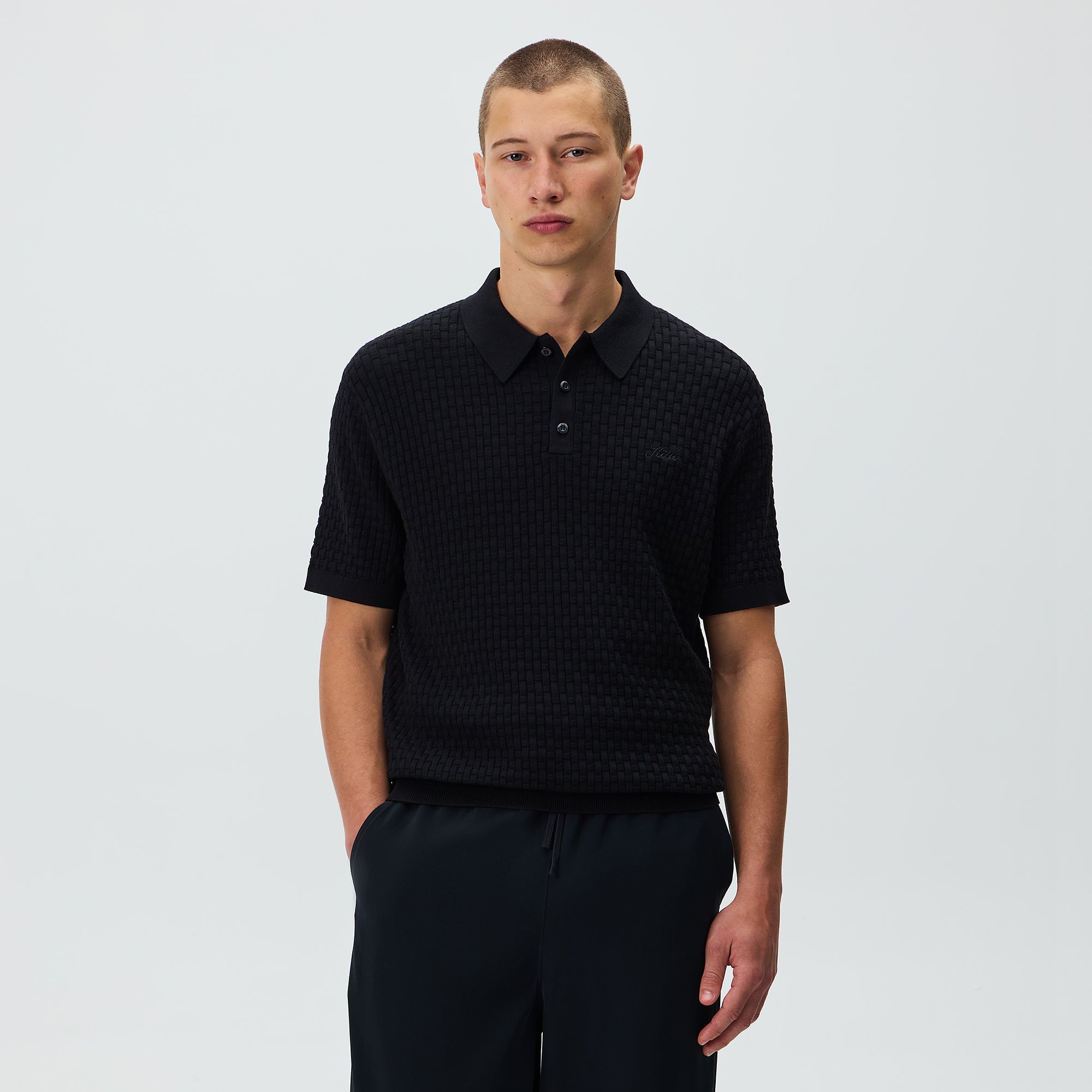 Kith Basket Weave Tilden Polo - Black – Kith Europe