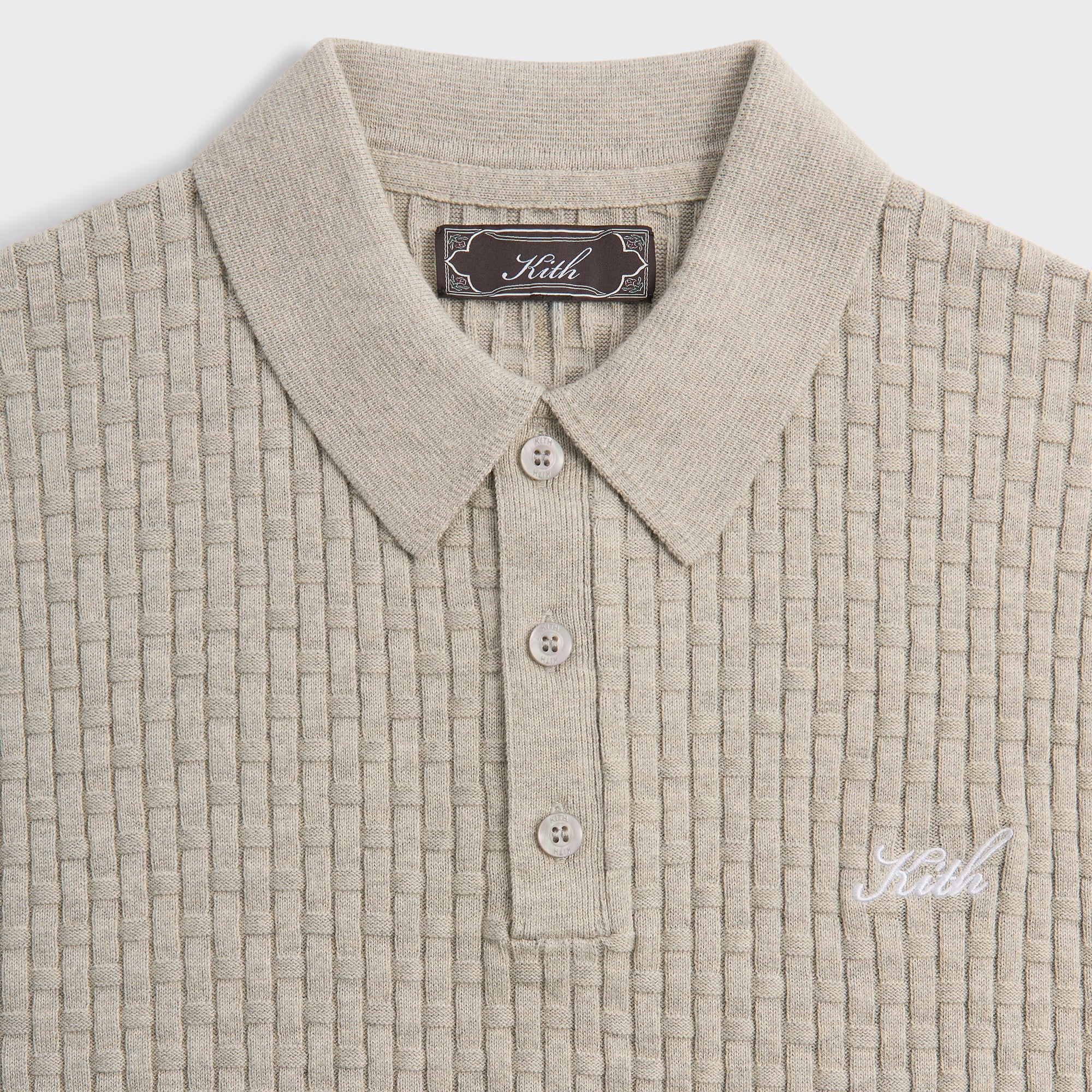 Kith Basket Weave Tilden Polo - Light Heather Grey – Kith Europe