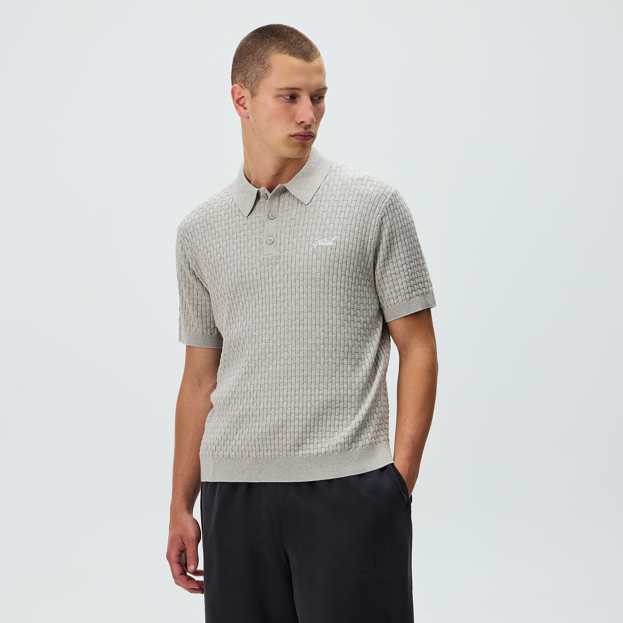 Kith Basket Weave Tilden Polo - Light Heather Grey – Kith Europe