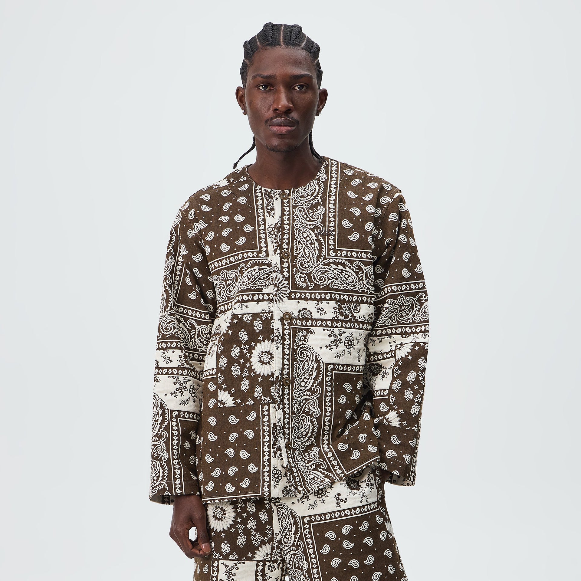 Kith Bandana Jacquard Long Sleeve Willis Shirt - Coffee