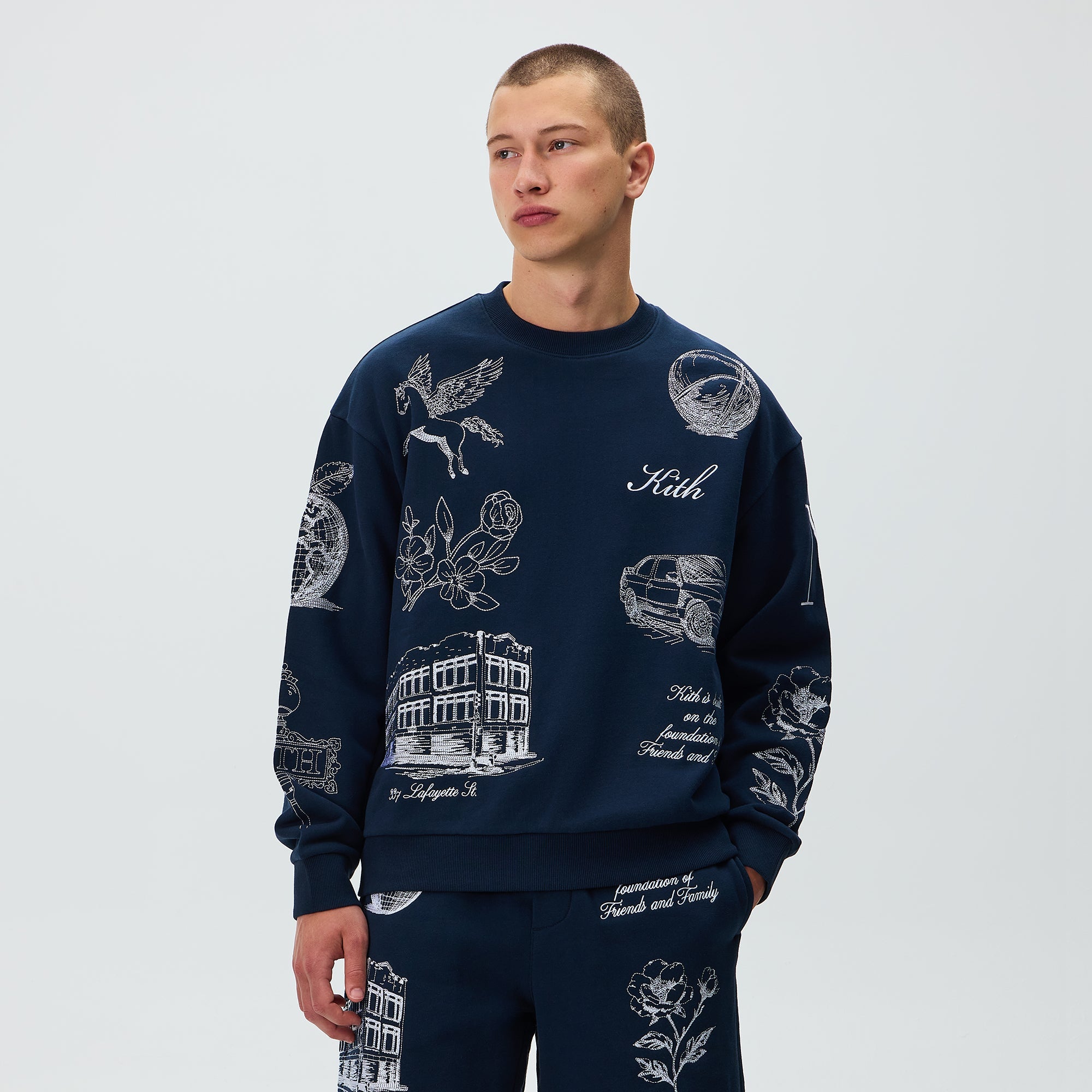 Kith New York To The World Nelson Crewneck - Nocturnal – Kith Europe
