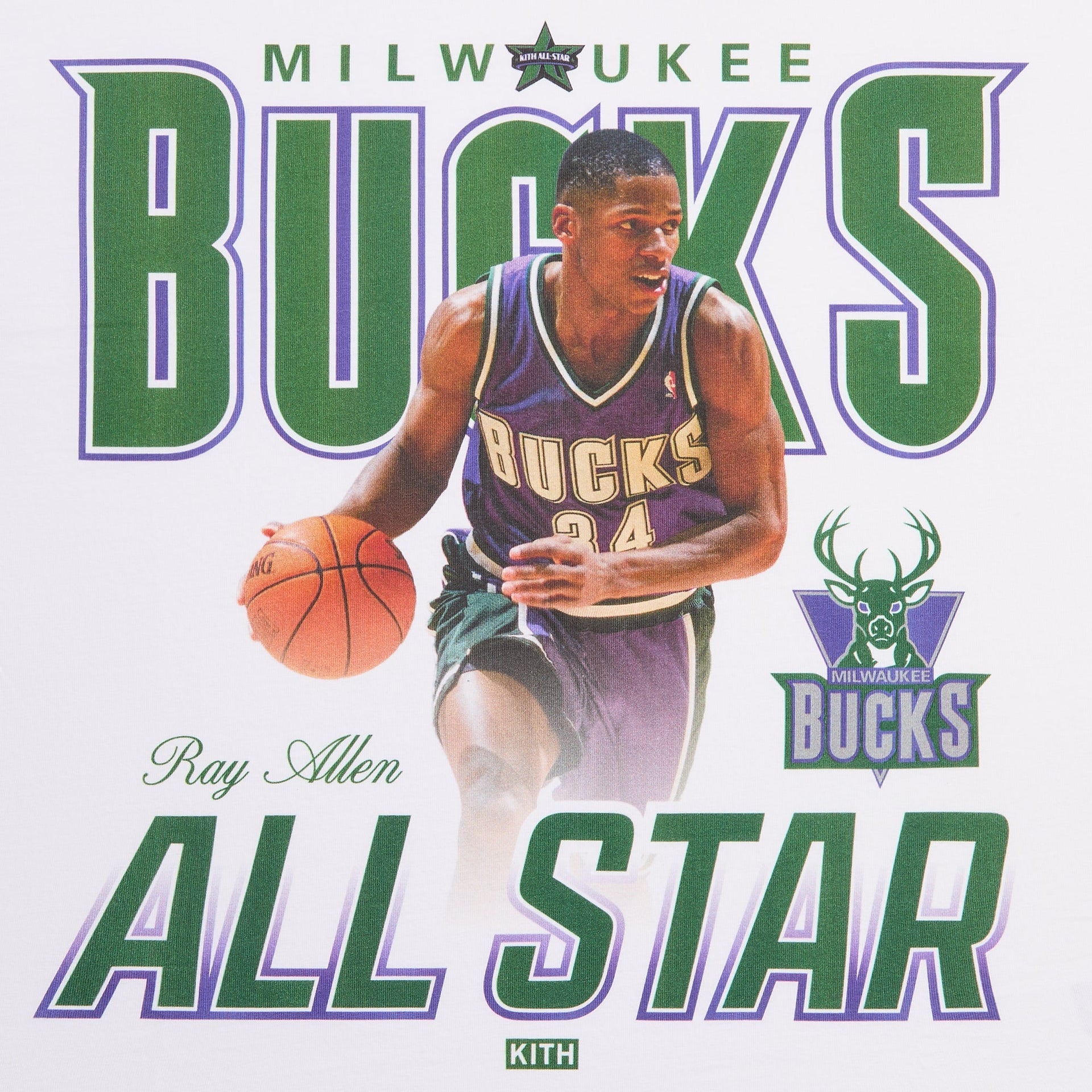 Kith for NBA All-Star Milwaukee Bucks Ray Allen Vintage Tee - White - PH