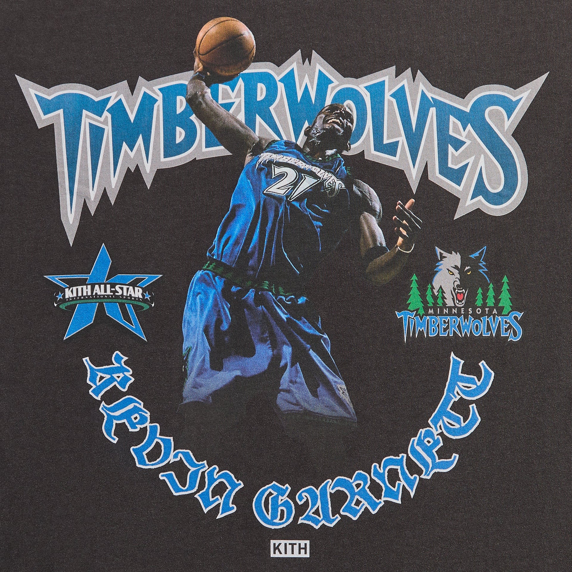 Kith for NBA All-Star Minnesota Timberwolves Kevin Garnett Vintage Tee - Black