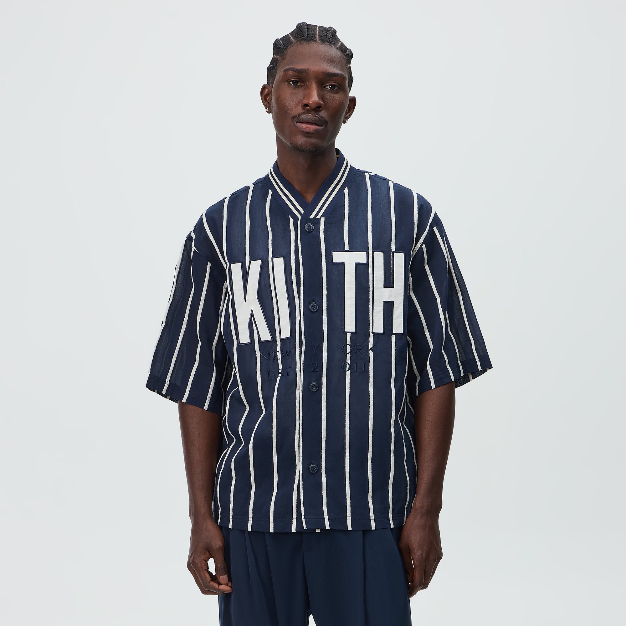 トップス 2021SS Silk Linen Stripe Fatigue Shirt Kith Silk Linen Chenille Stripe Pacey Shirt - Nocturnal – Kith Europe