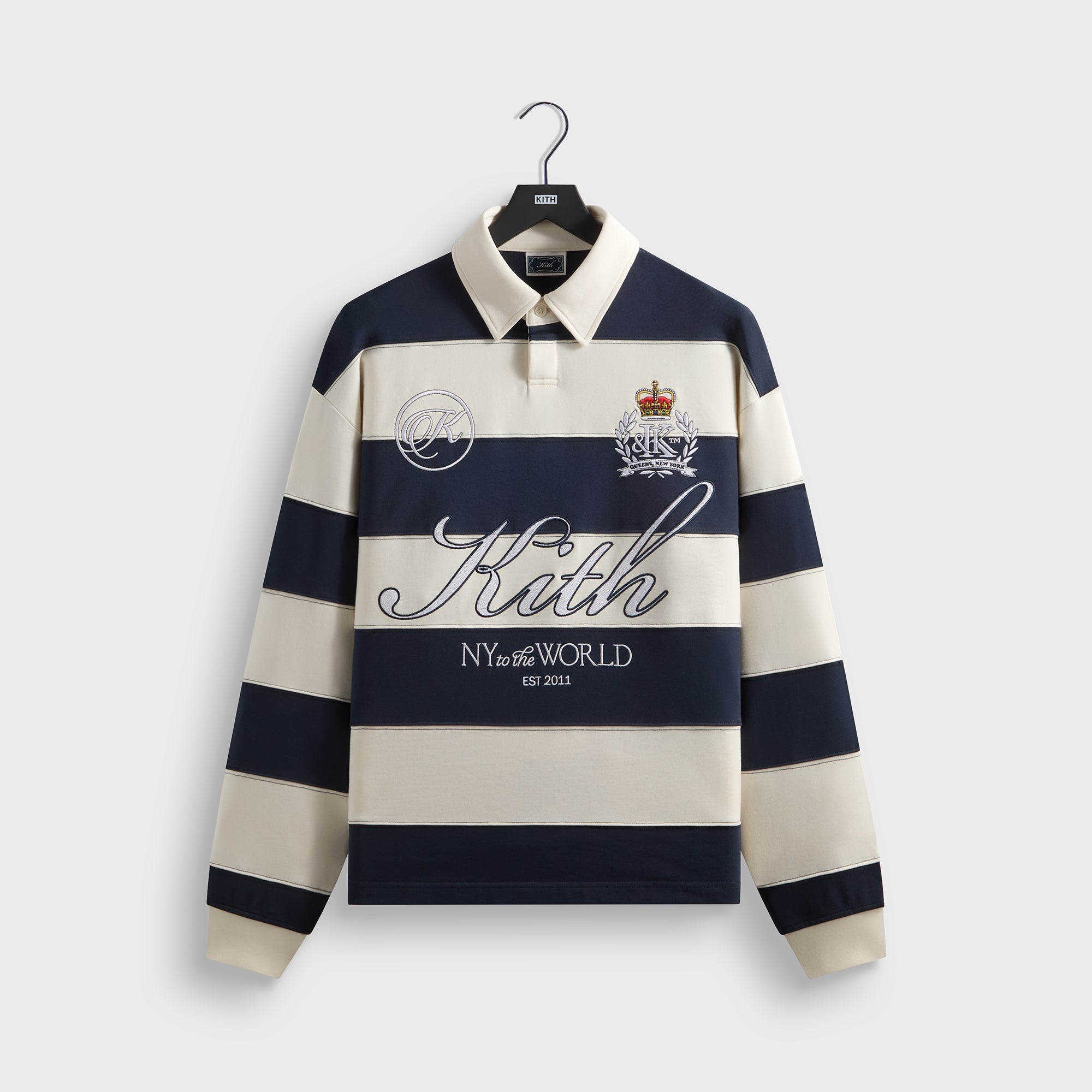 ポロシャツ Bergdorf Goodman Kith Striped rugbyshirt Kith Compact Fleece Striped Rugby - Nocturnal – Kith Europe