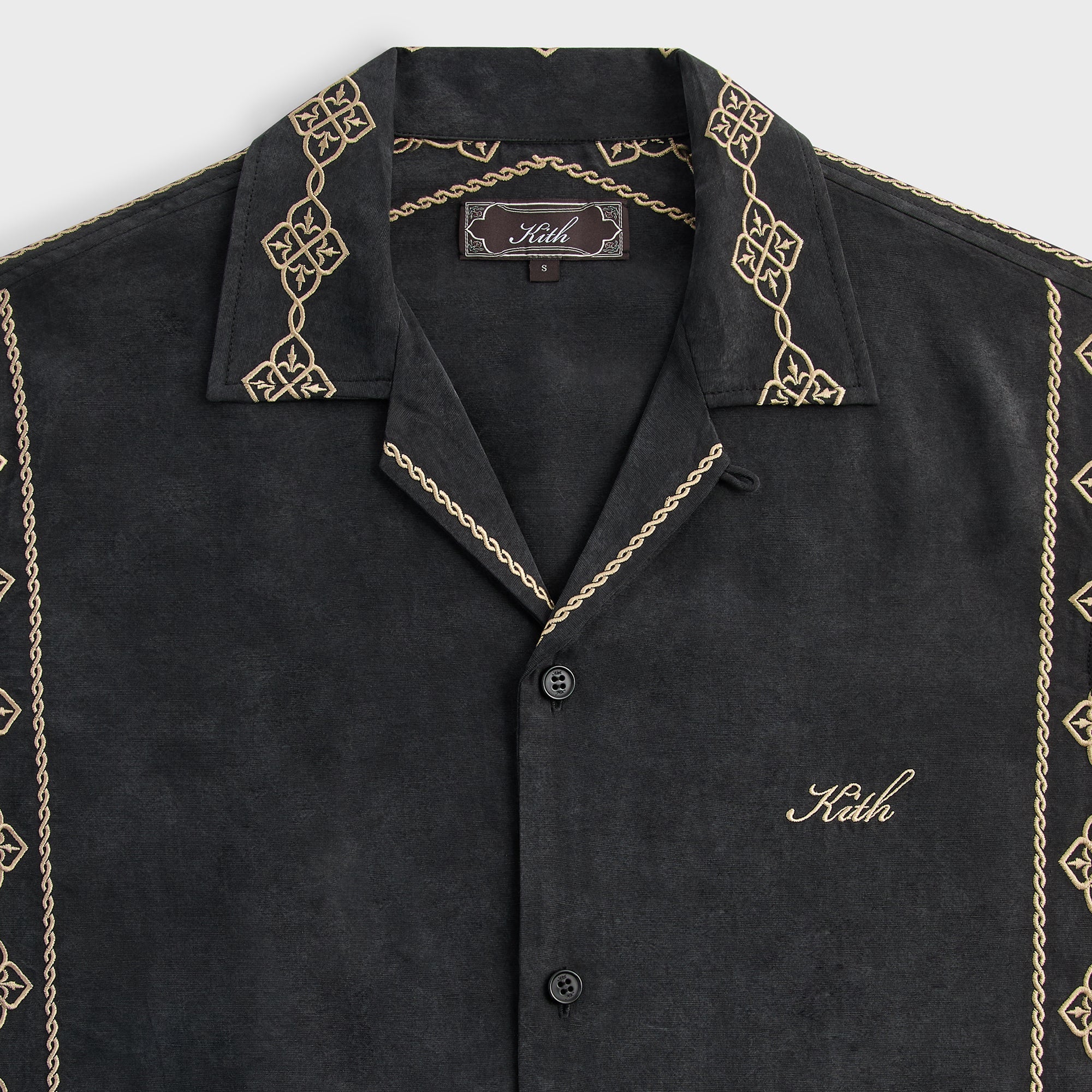 Kith Cupro Linen Thompson Camp Collar Shirt - Black – Kith Europe
