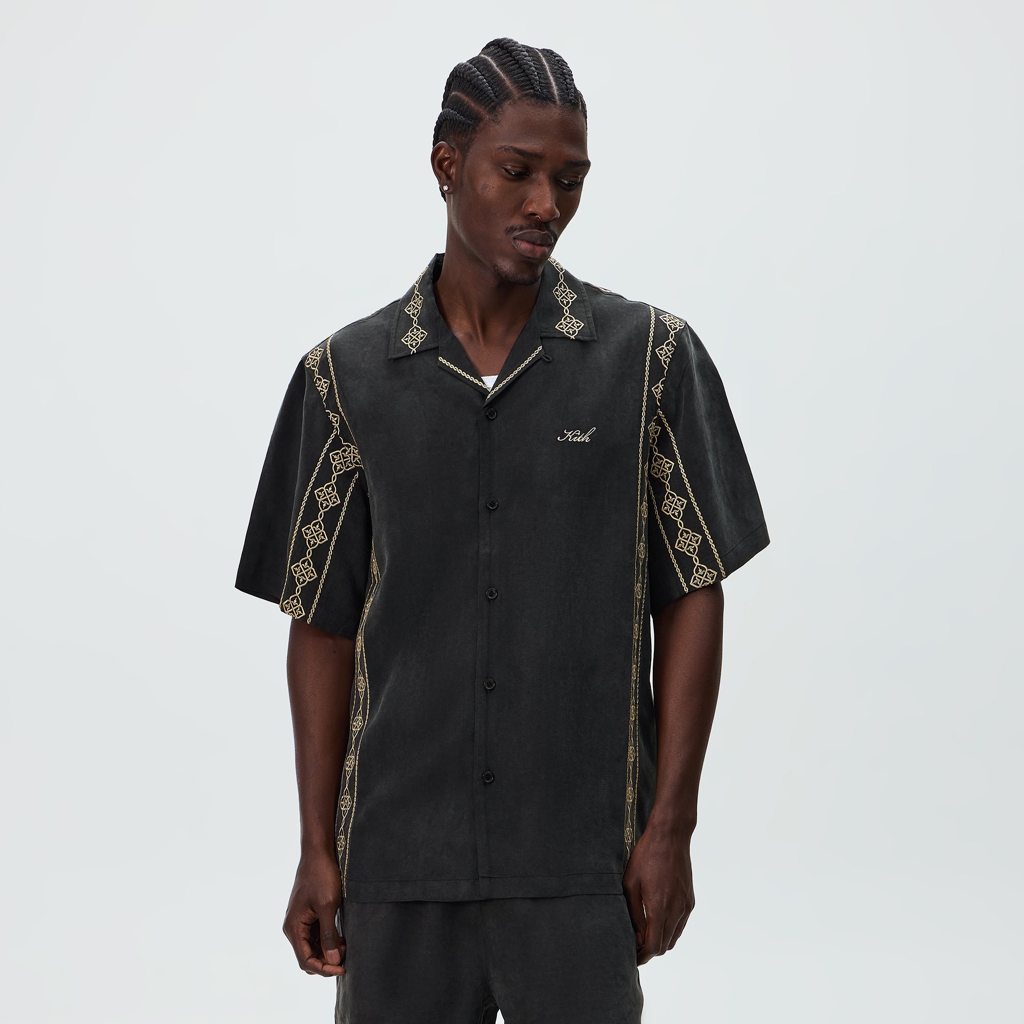 Kith Cupro Linen Thompson Camp Collar Shirt - Black – Kith Europe