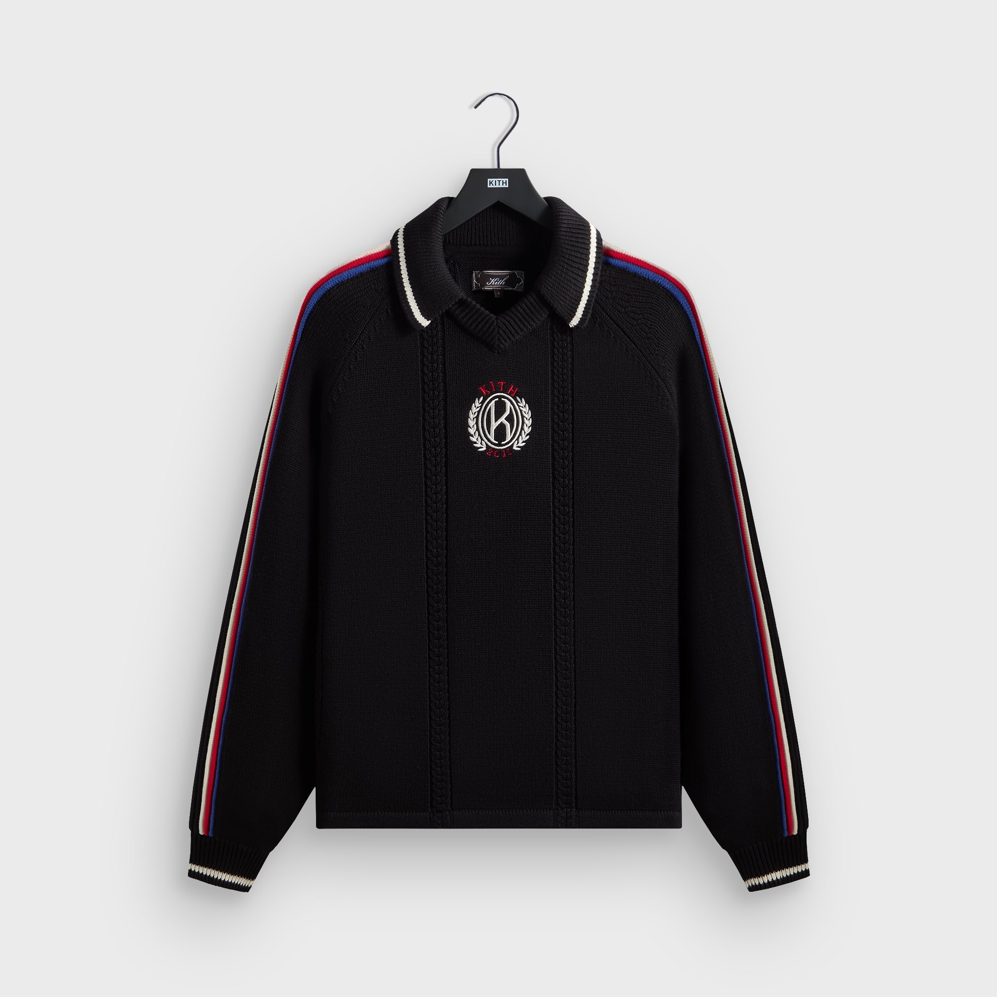 マリー　Kith ブラック 長袖カットソー Kith Wagner Long Sleeve Soccer Sweater - Black – Kith Europe