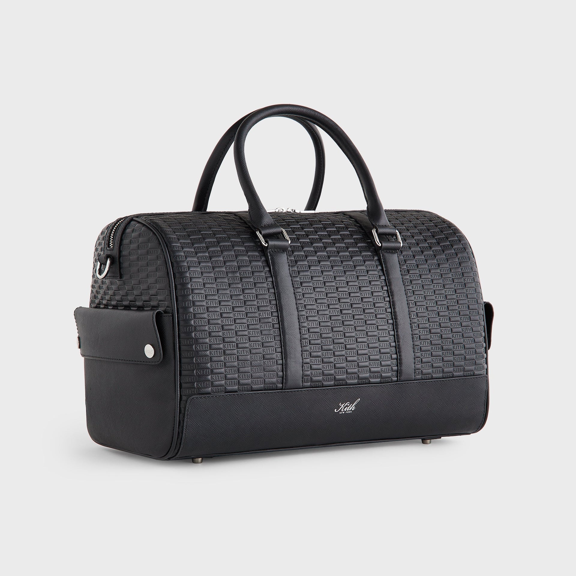 Kith Monogram Leather Explorer Traveler K40 Duffle Bag - Black