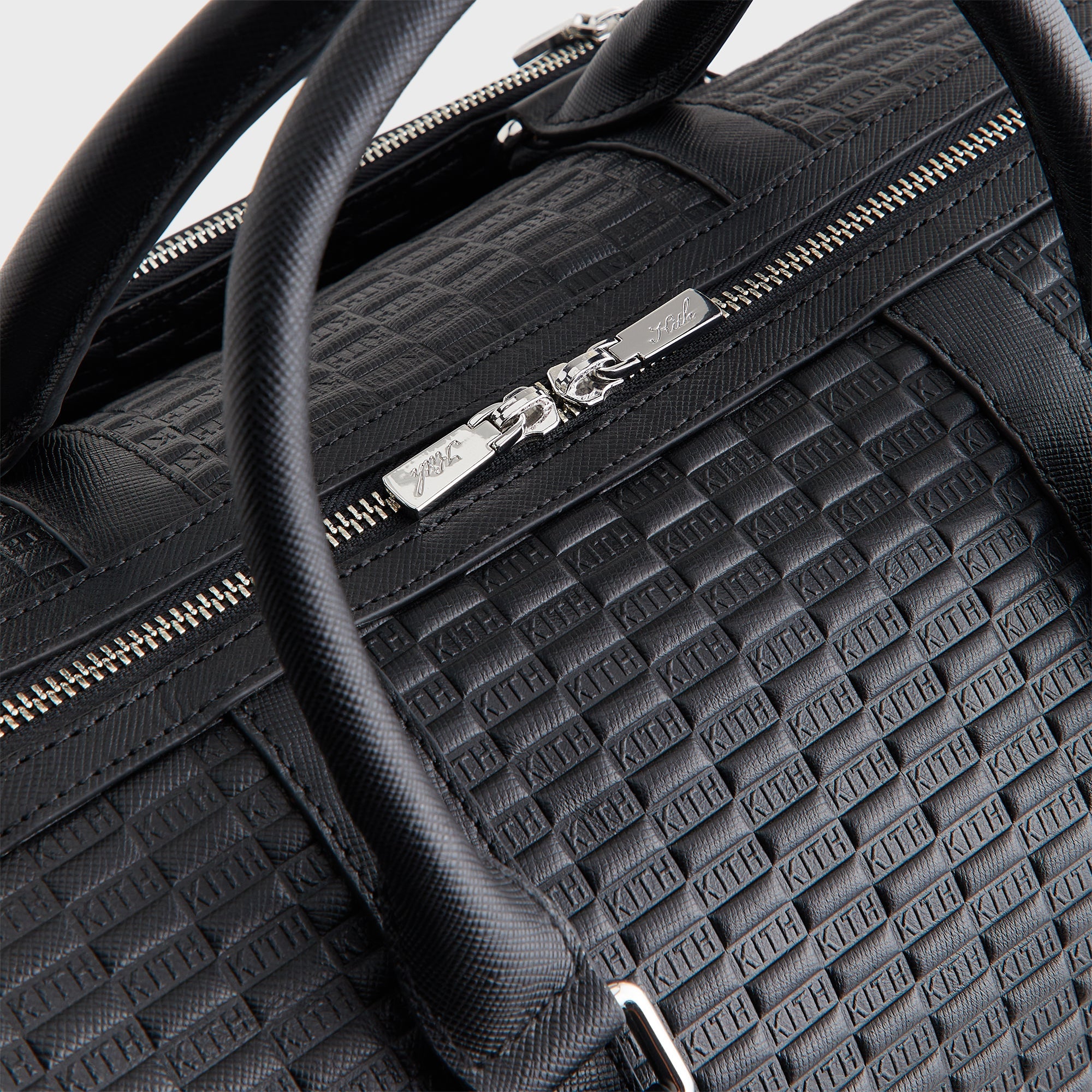 Kith Monogram Leather Explorer Traveler K40 Duffle Bag - Black