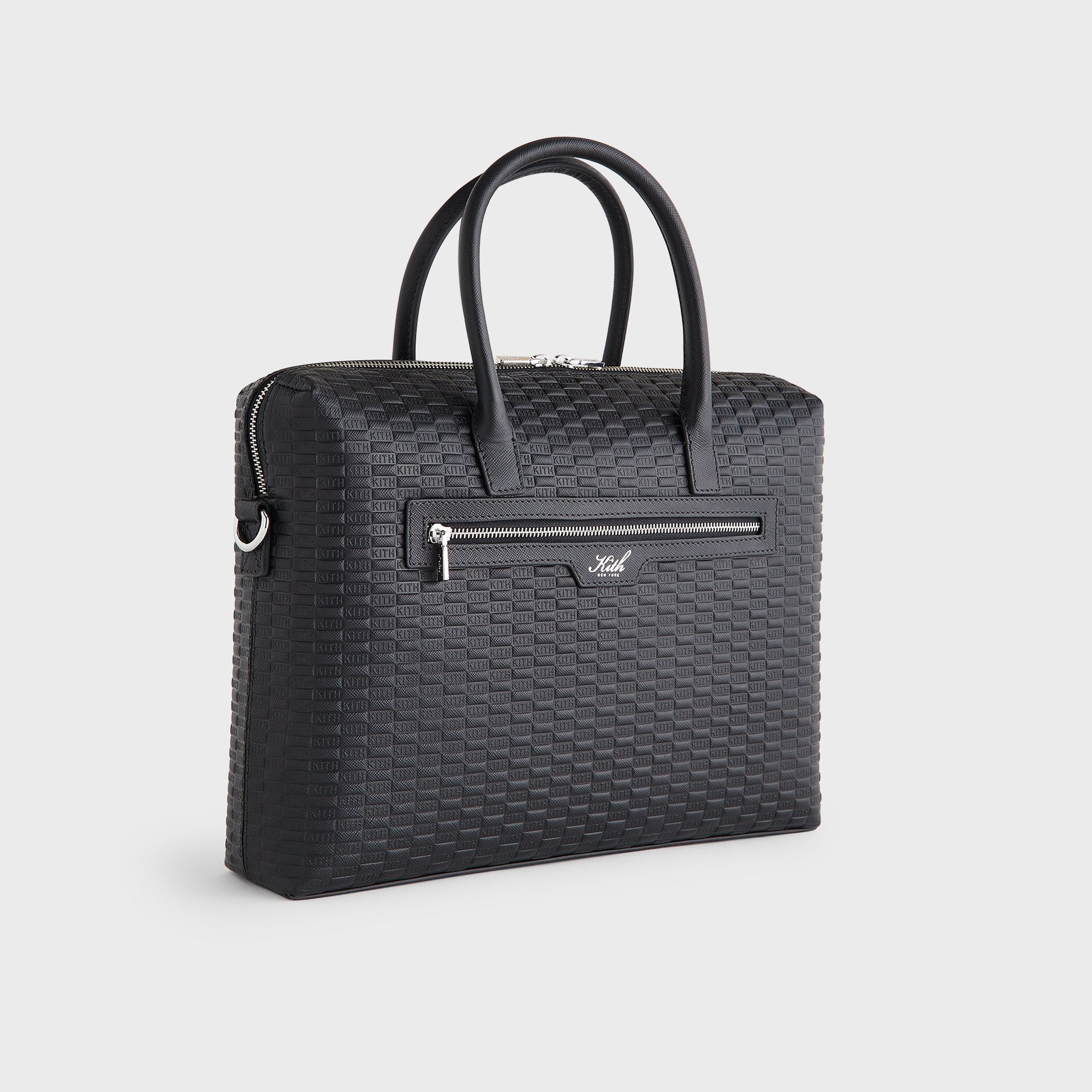 Kith Monogram Leather Messenger Briefcase - Black