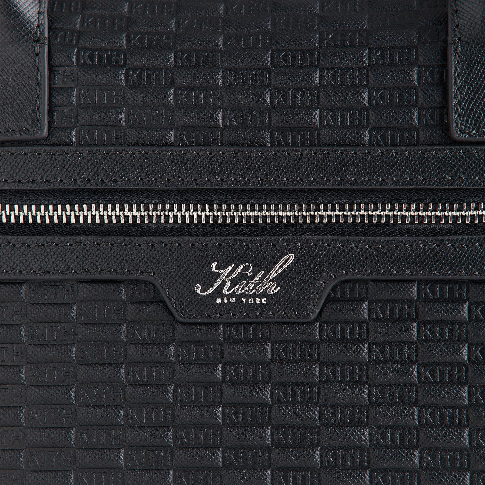 Kith Monogram Leather Messenger Briefcase - Black