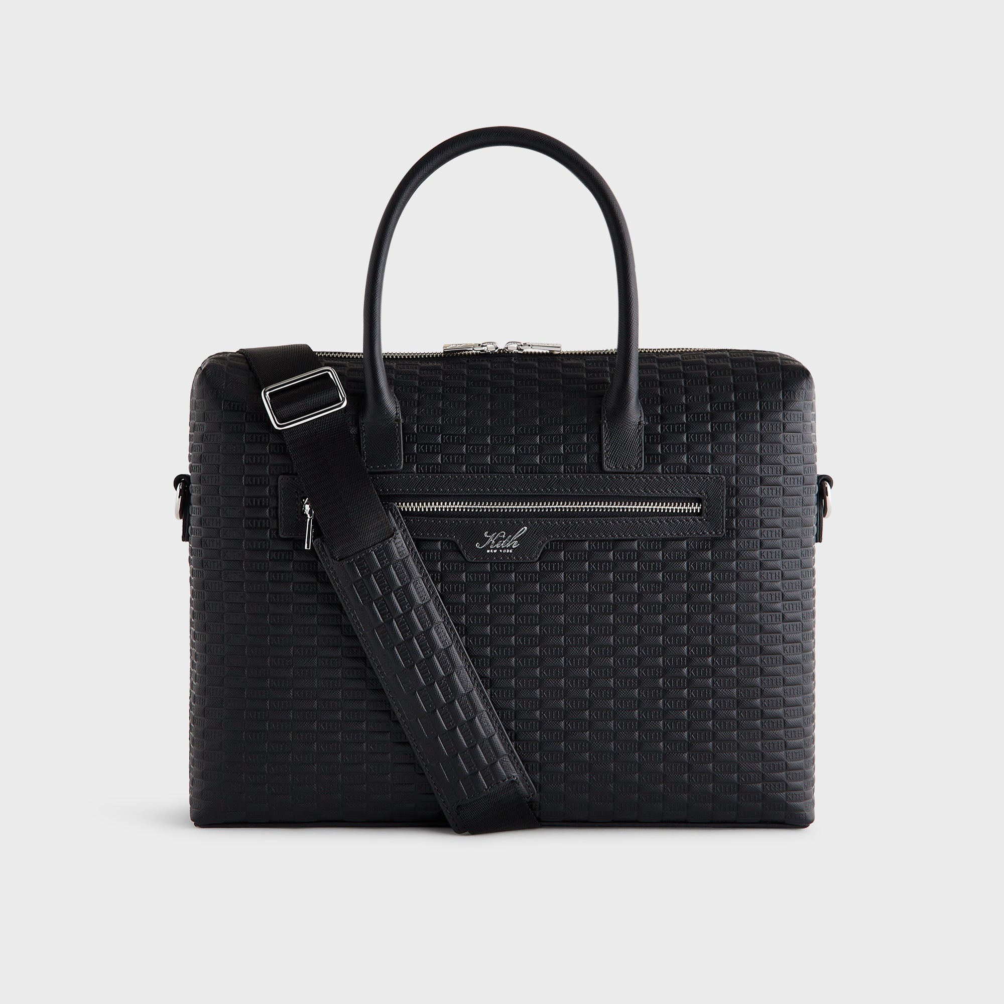 Kith Monogram Leather Messenger Briefcase - Black – Kith Europe