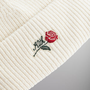 Kith Script Rose Felt Embroidery Cotton Beanie - Sandrift