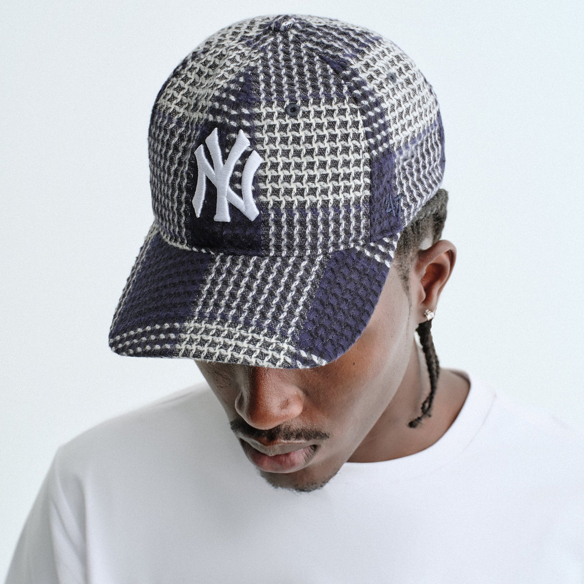 Kith & '47 for the New York Yankees Textured Plaid Franchise LS Cap - Nocturnal
