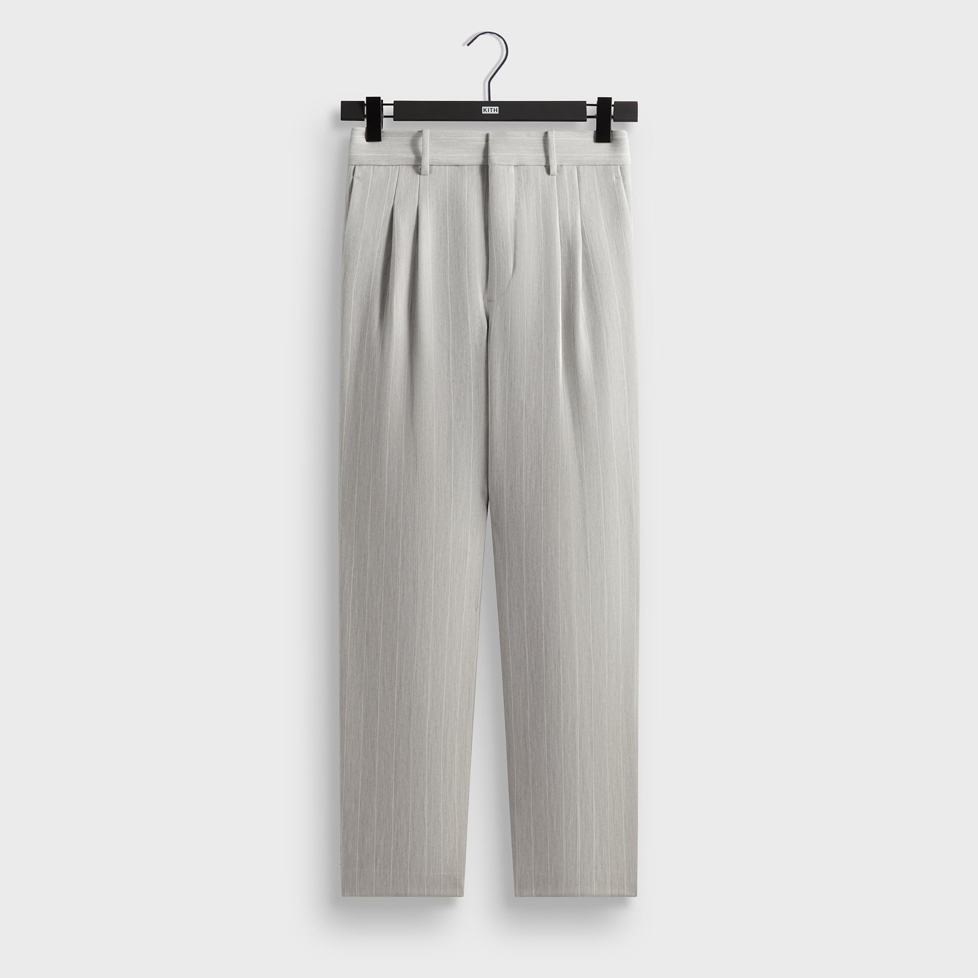 Kith Pinstripe Eli Pleated Trouser - Light Heather Grey