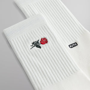 Kith Crew Cotton Socks with Script Rose Embroidery - Silk