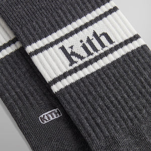 Kith Serif Jacquard Striped Crew Socks - Charcoal Heather