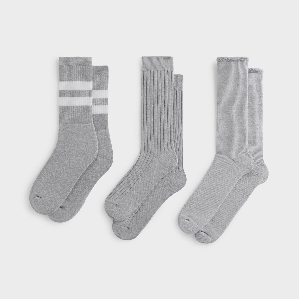 Kith 3-Pack Mixed Cotton Socks - Light Heather Grey