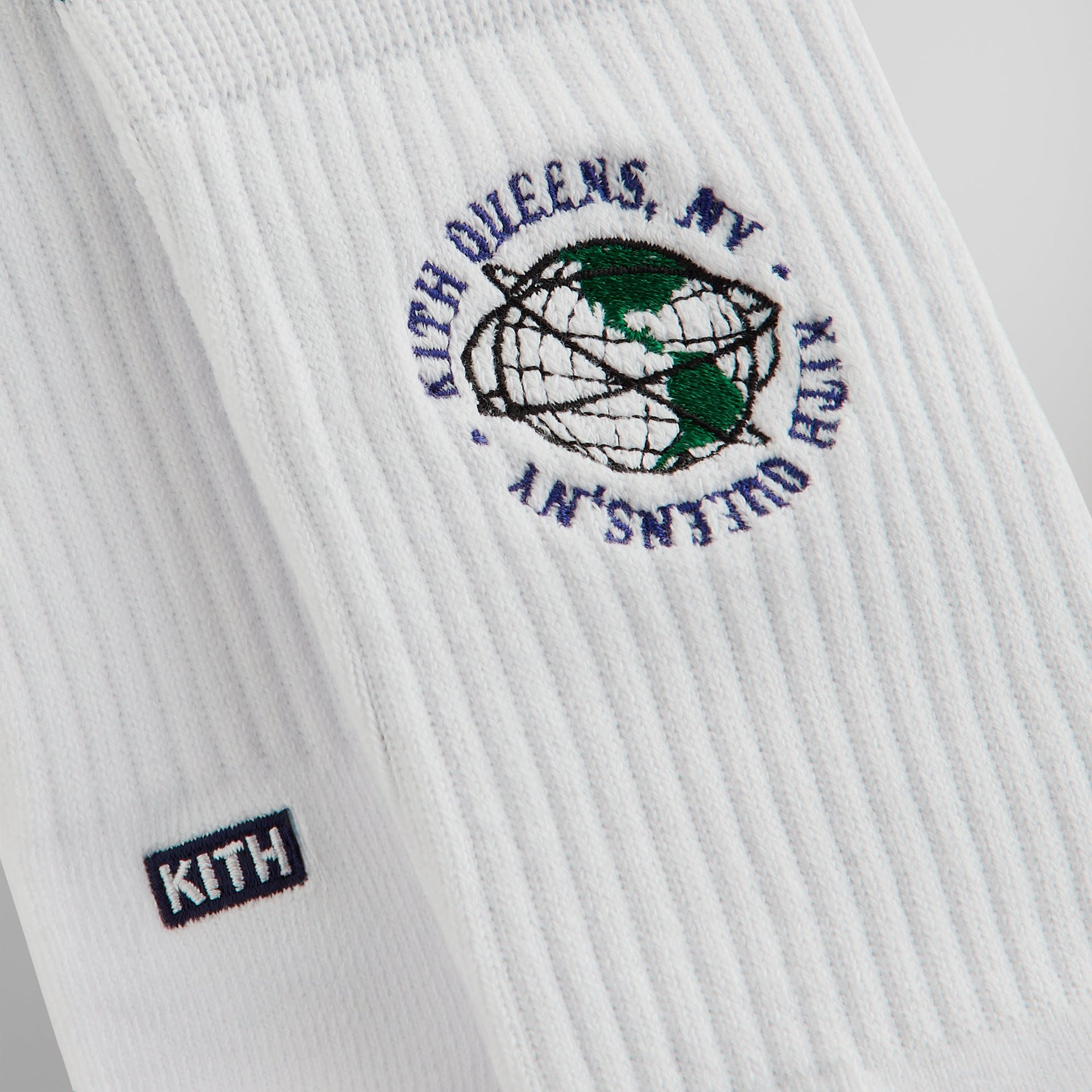 Kith Embroidered Globe Crew Sock - White