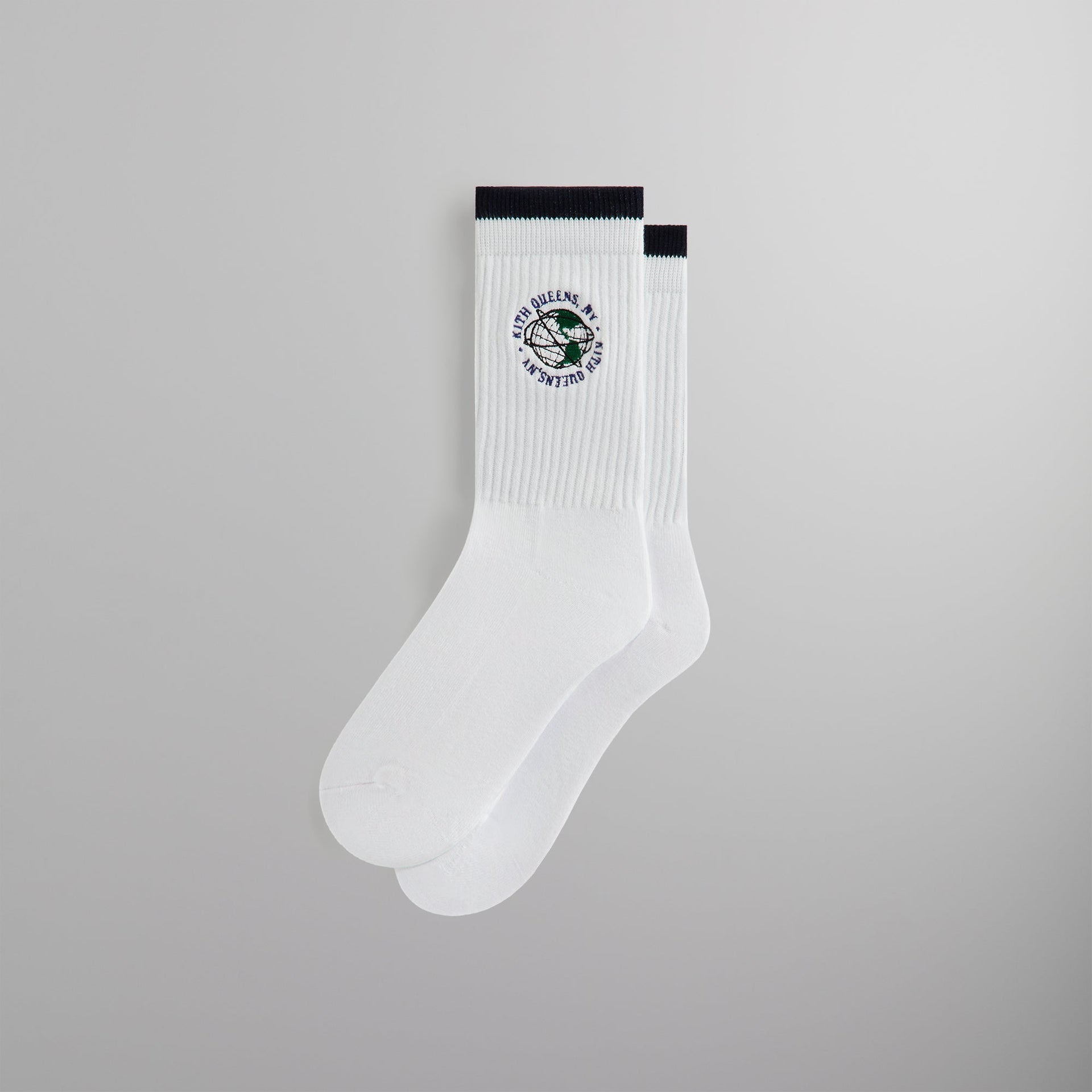 Kith Embroidered Globe Crew Sock - White