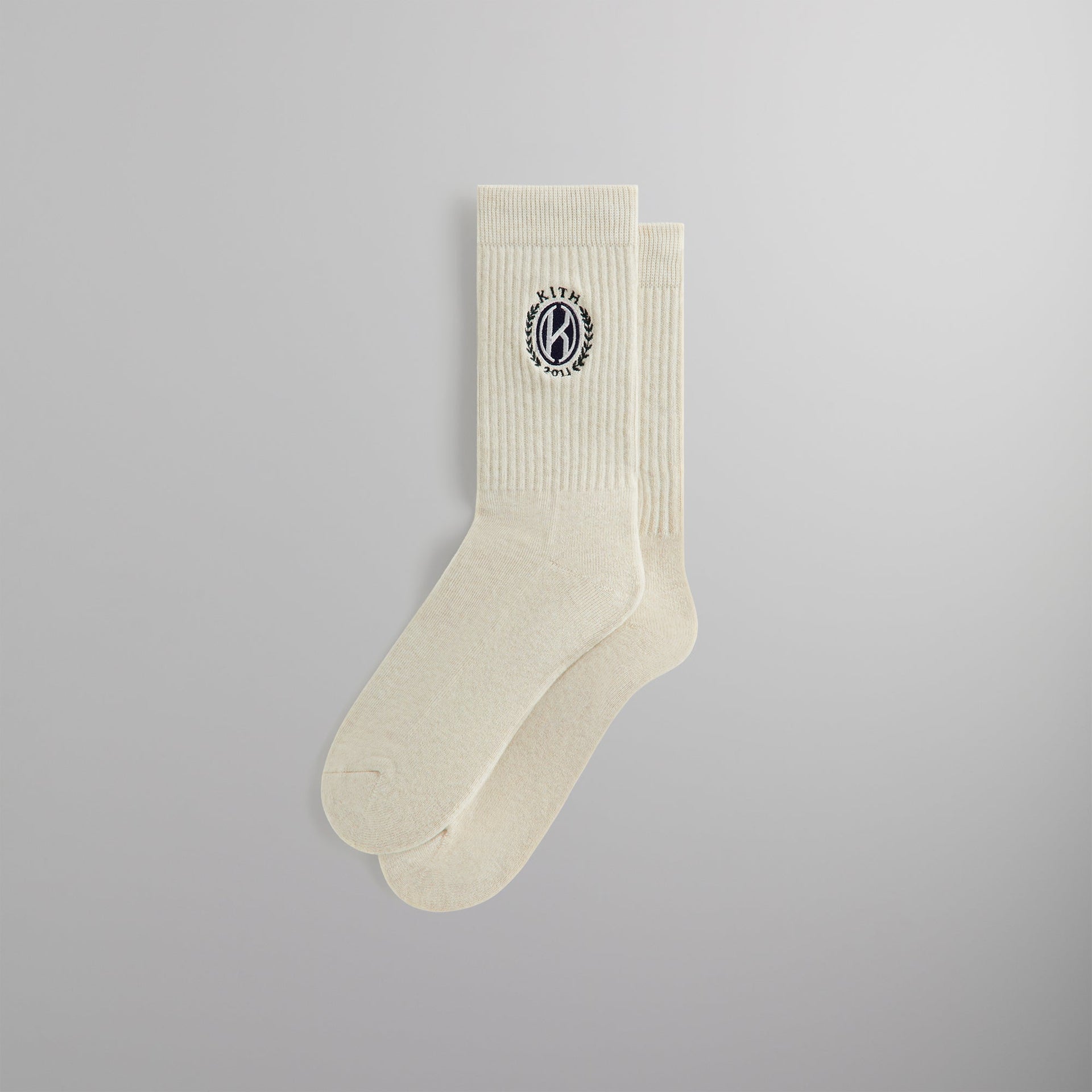 Kith Embroidered Crest Crew Sock - Sandrift