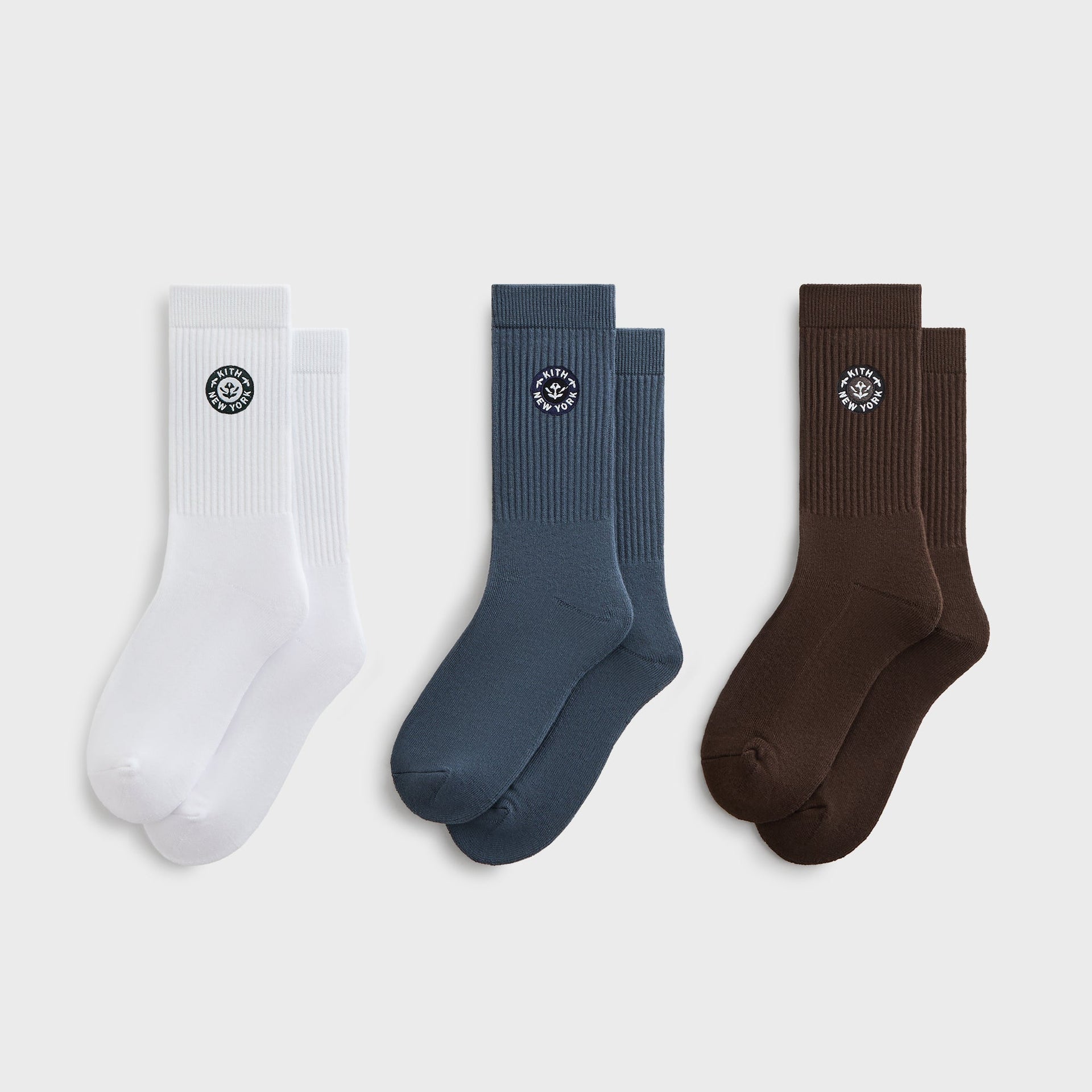 Kith 3-Pack Rose Script Cotton Crew Socks - Multi