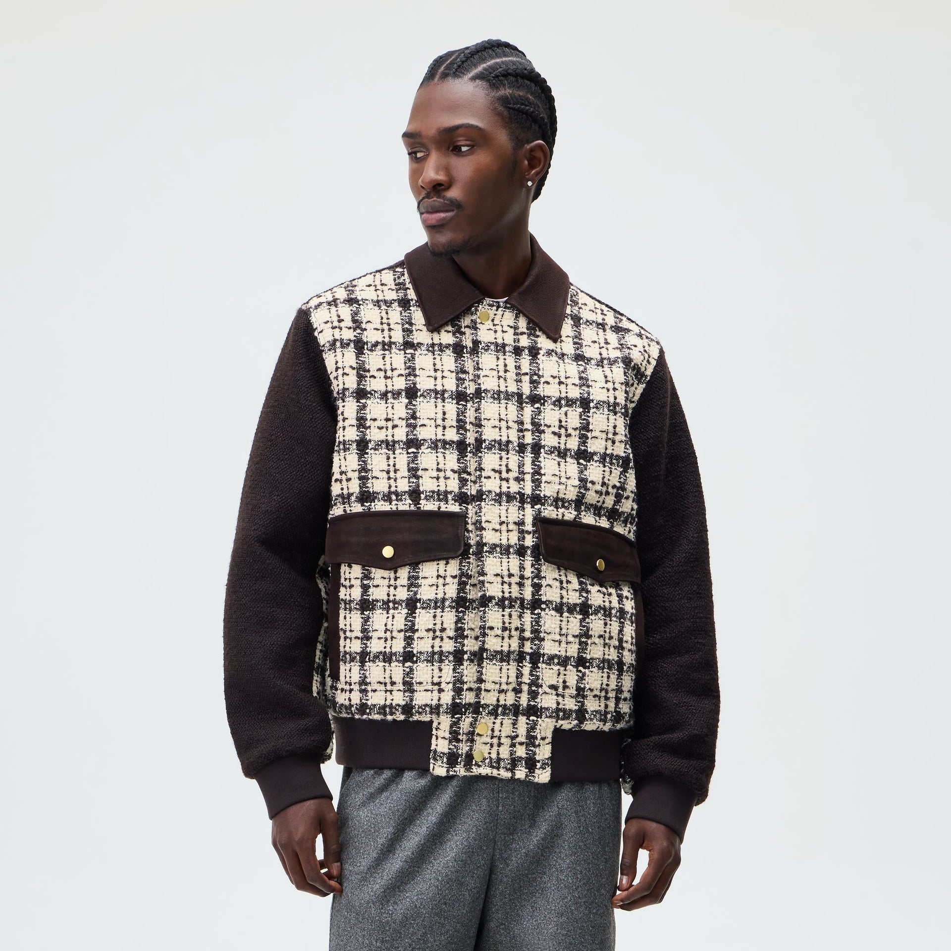 &Kin Mixed Tweed Hawthorne Flight Jacket - Sandrift