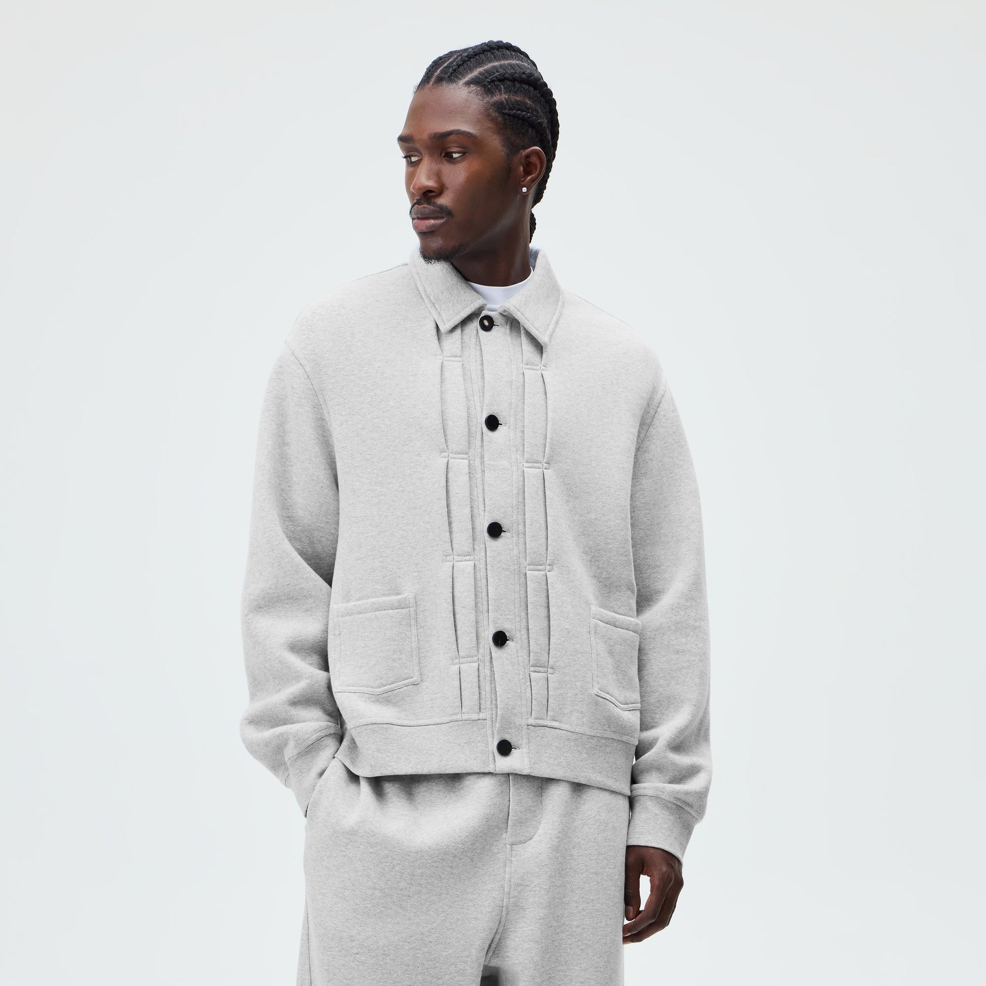 &Kin Plush Fleece Eito Workwear Jacket - Medium Heather Grey