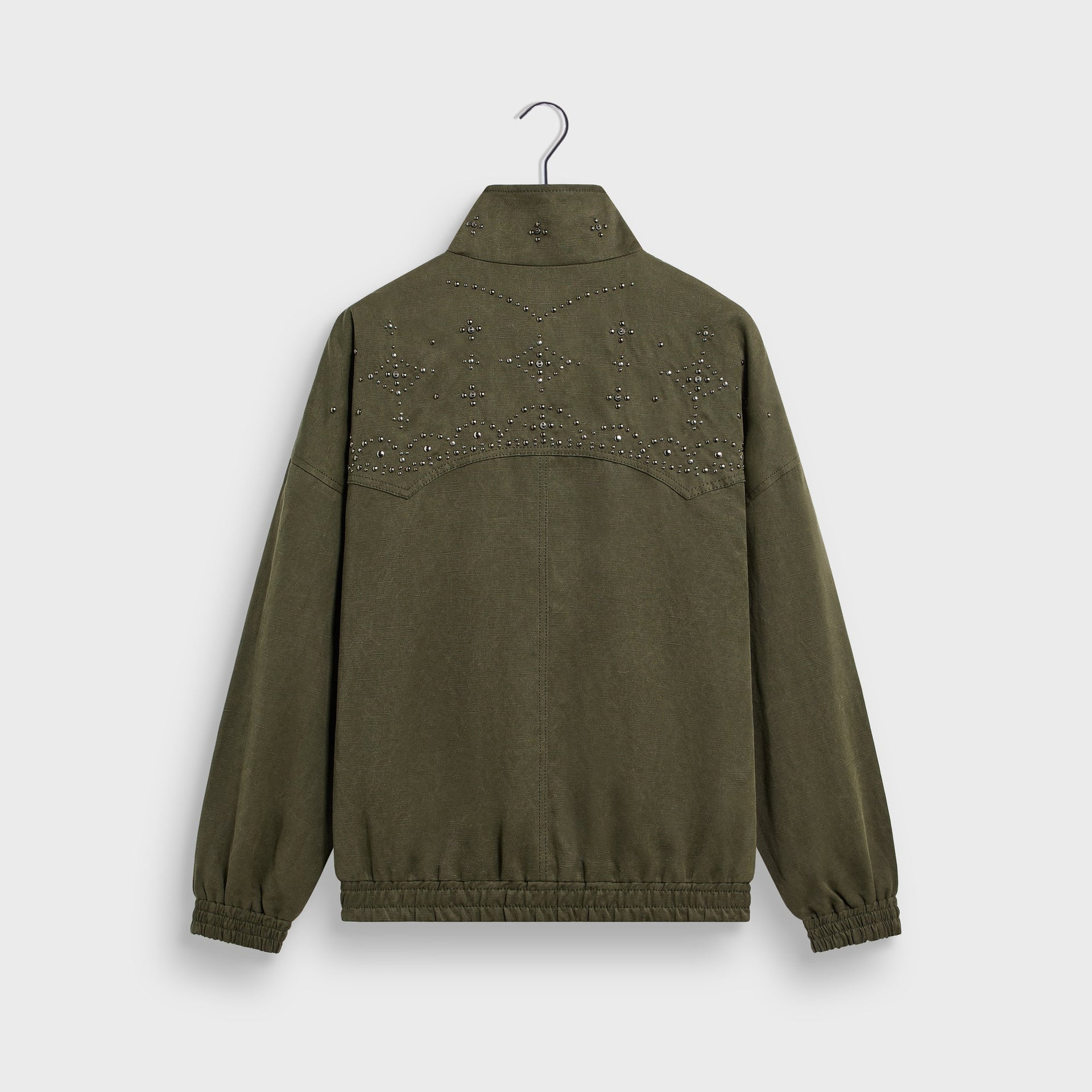 &Kin Studded Canvas Rhysand Jacket - Moss