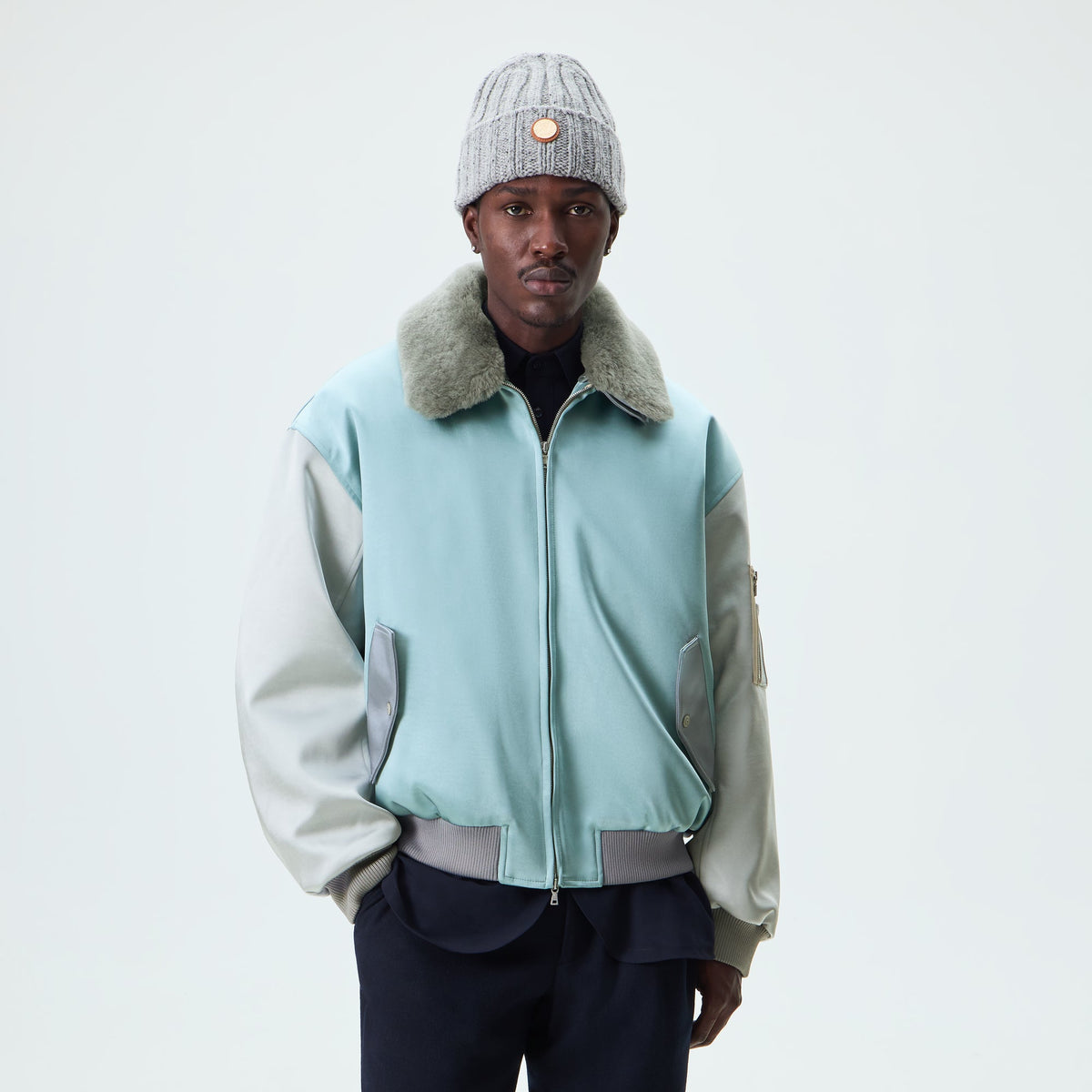 &Kin Bonded Satin Dax Bomber Jacket - Overlook