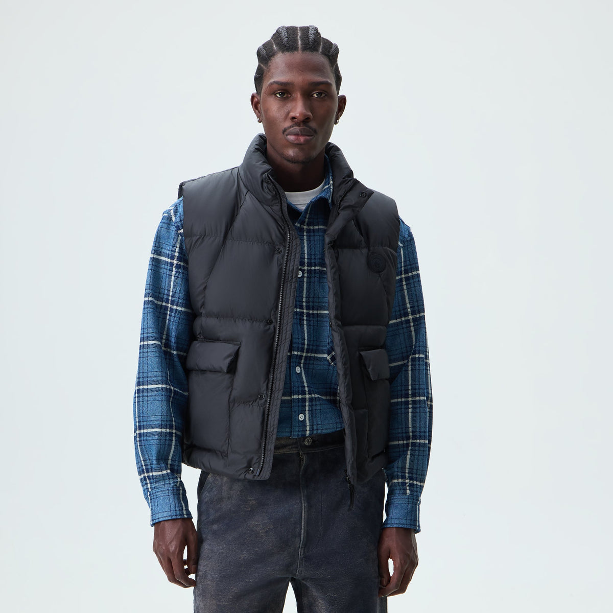 Kith Matte Stretch Taffeta Midi Puffer Vest - Black