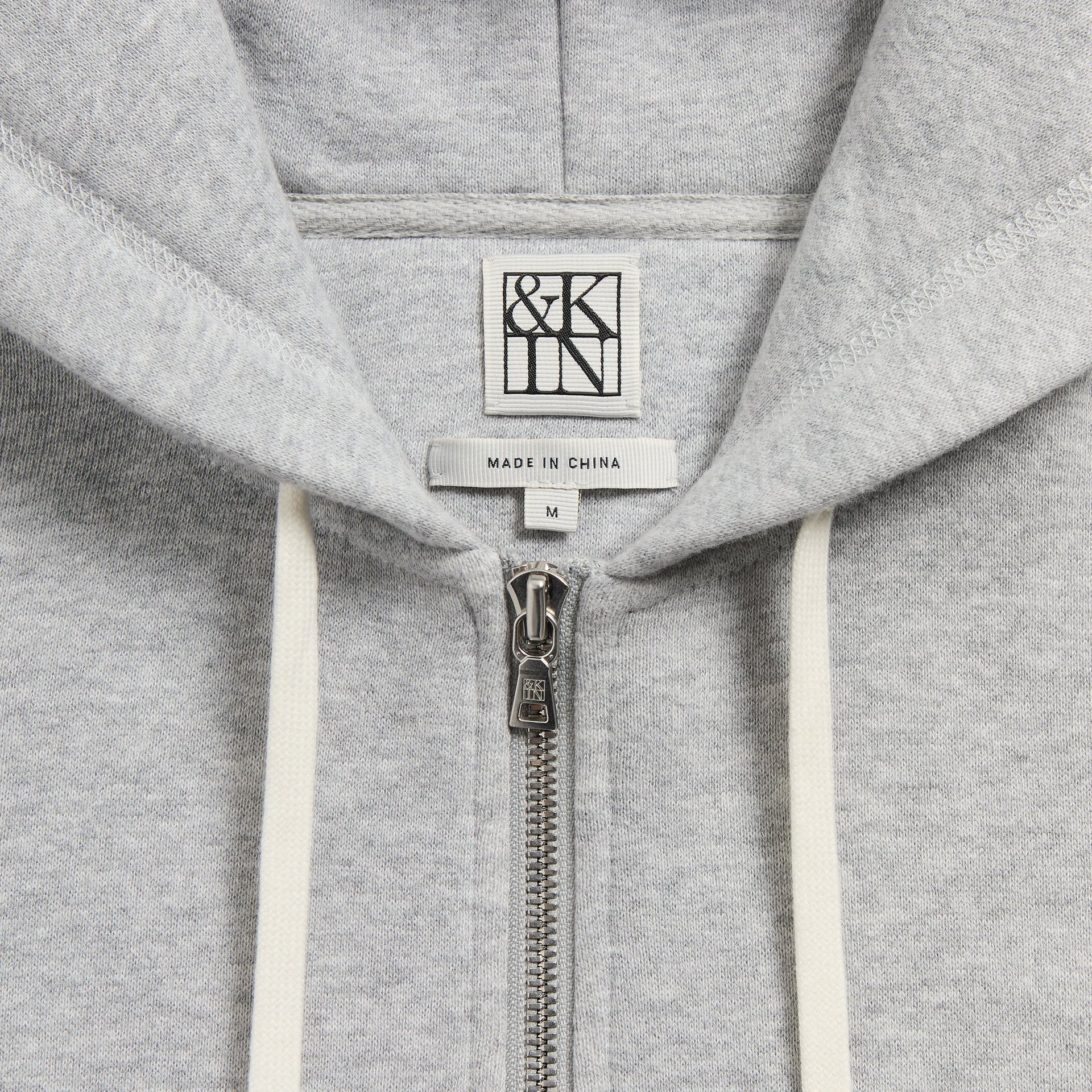 &Kin Plush Fleece Hiroshi Zip Front Hoodie - Medium Heather Grey
