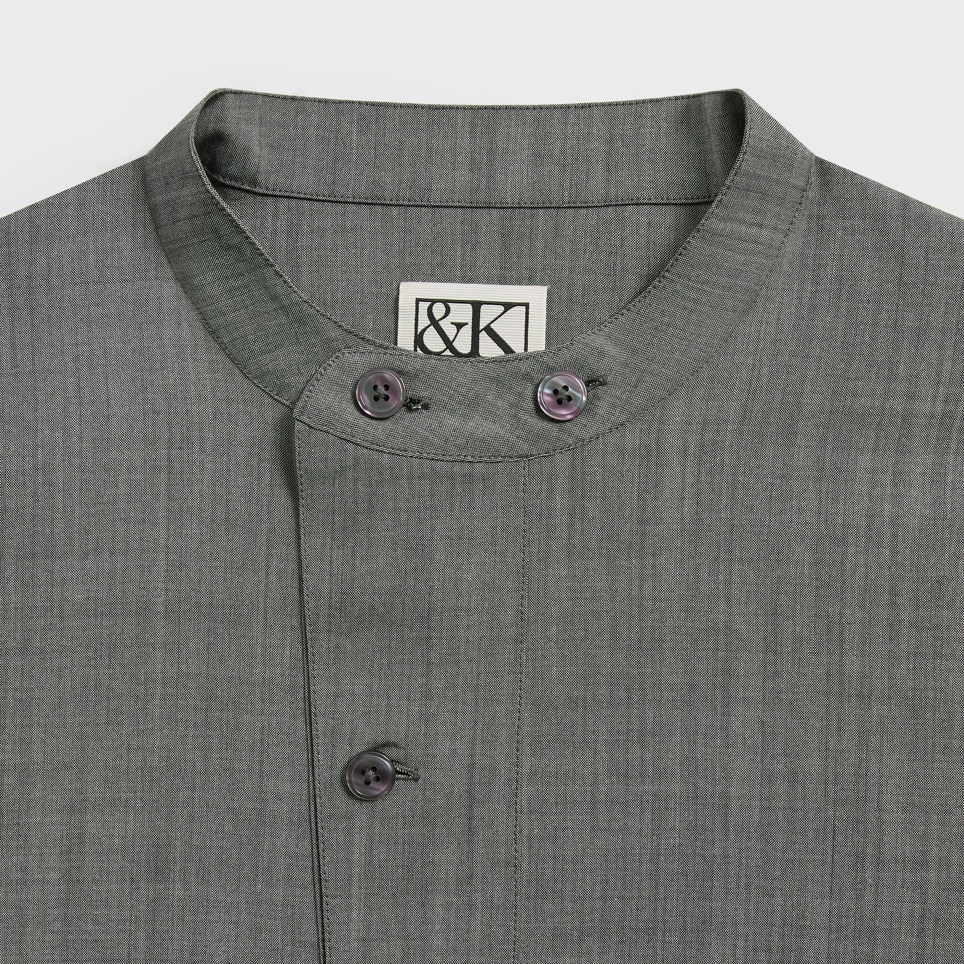 &Kin Tropical Wool Leven Shirt - Grey Melange