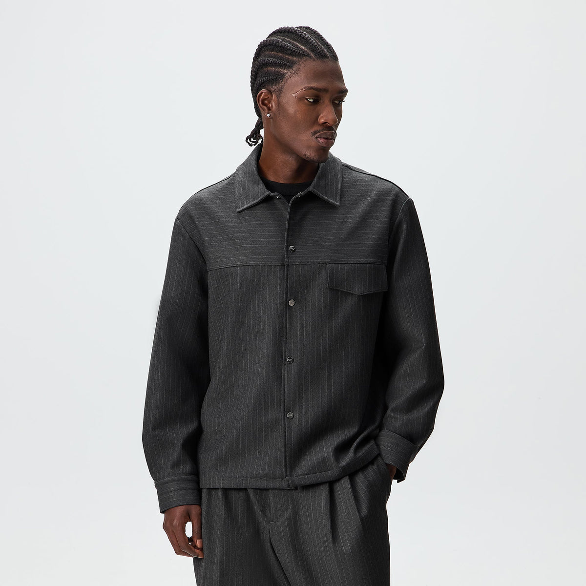 Kith Double Weave Montague Shirt - Dark Heather Grey