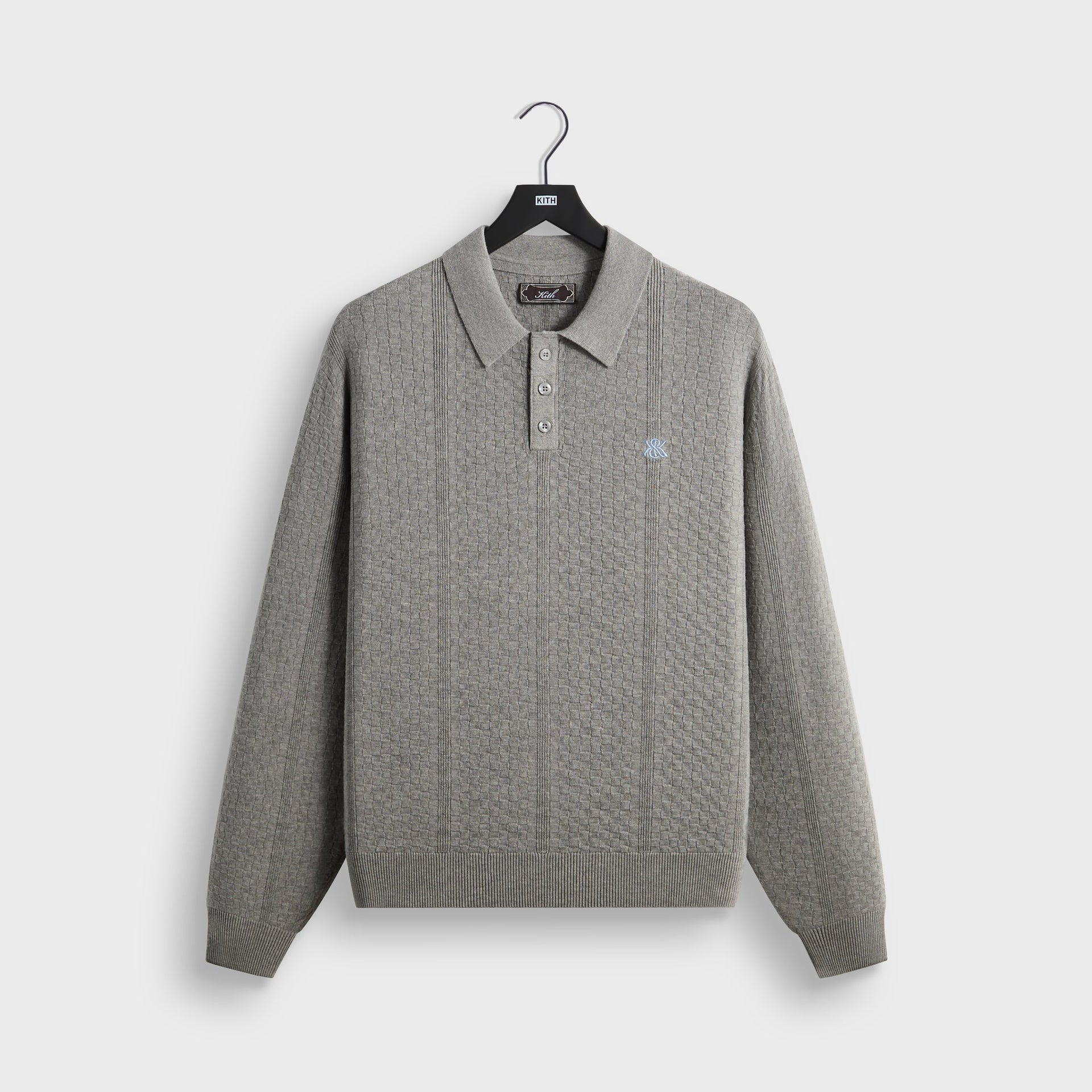 Kith Long Sleeve Tilden Pullover - Medium Heather Grey
